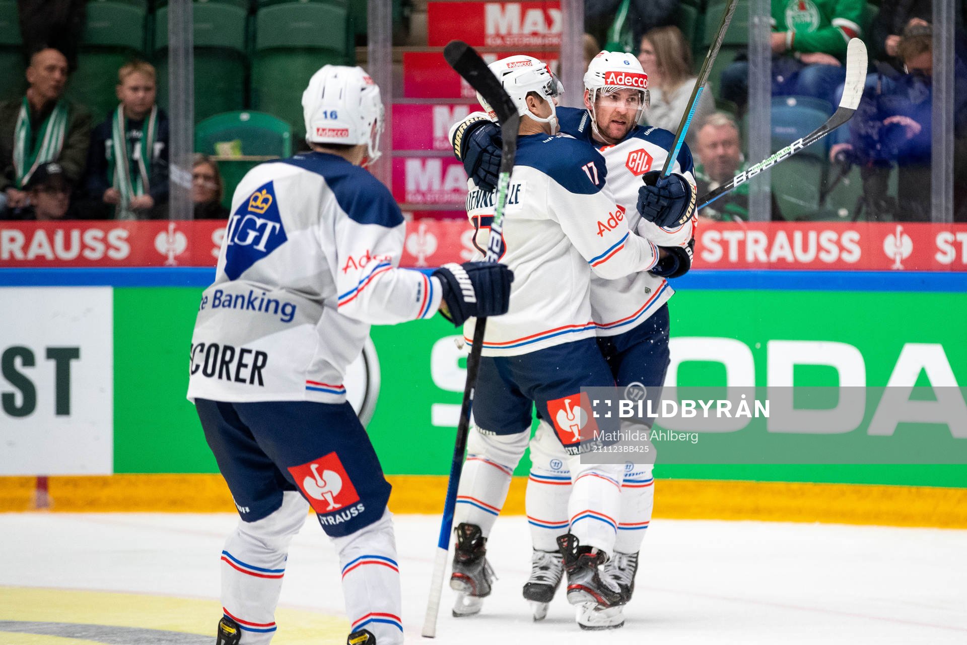 Yannick Weber of Zurich celebrates scoring 0-1