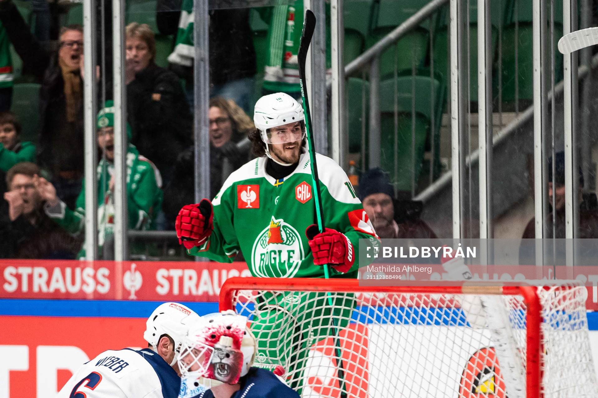 Dennis Everberg of Rögle celebrates the 2-1 goal