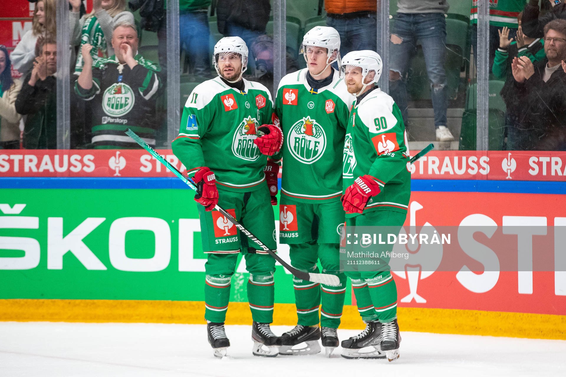 Mattias Sjögren, Adam Edström and Ted Brithén of Rögle