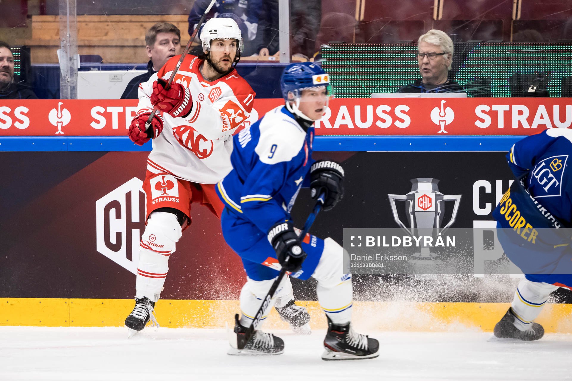 Leksands Patrik Zackrisson and Klagenfurts Lukas Haudum