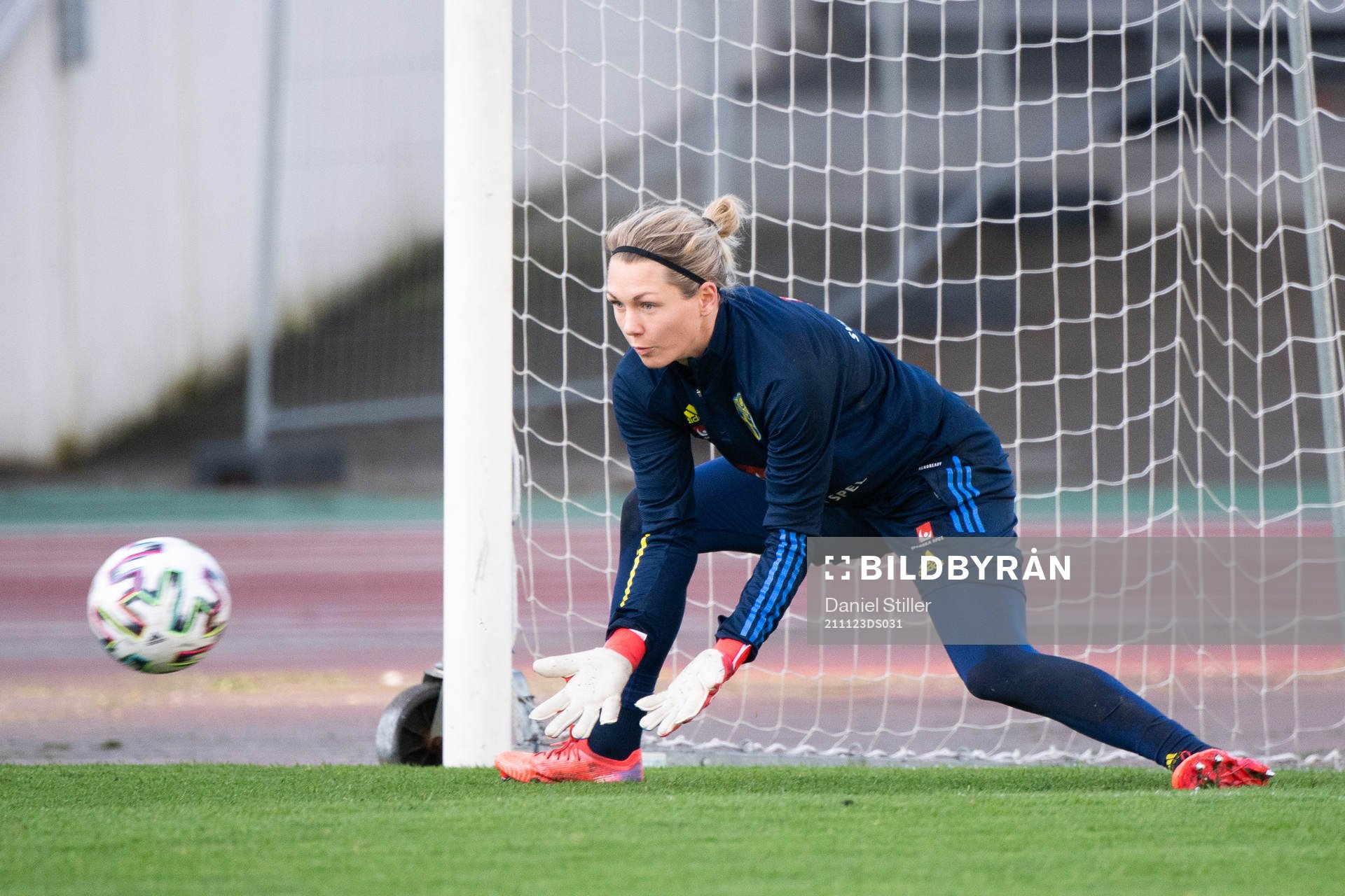 Goalkeeper Jennifer Falk of the Swedish women's national