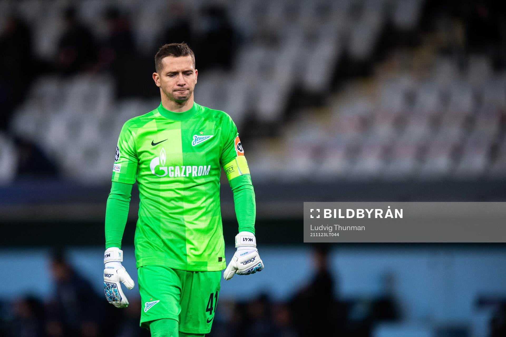 Goalkeeper Mikhail Kerzhakov of Zenit looks dejected