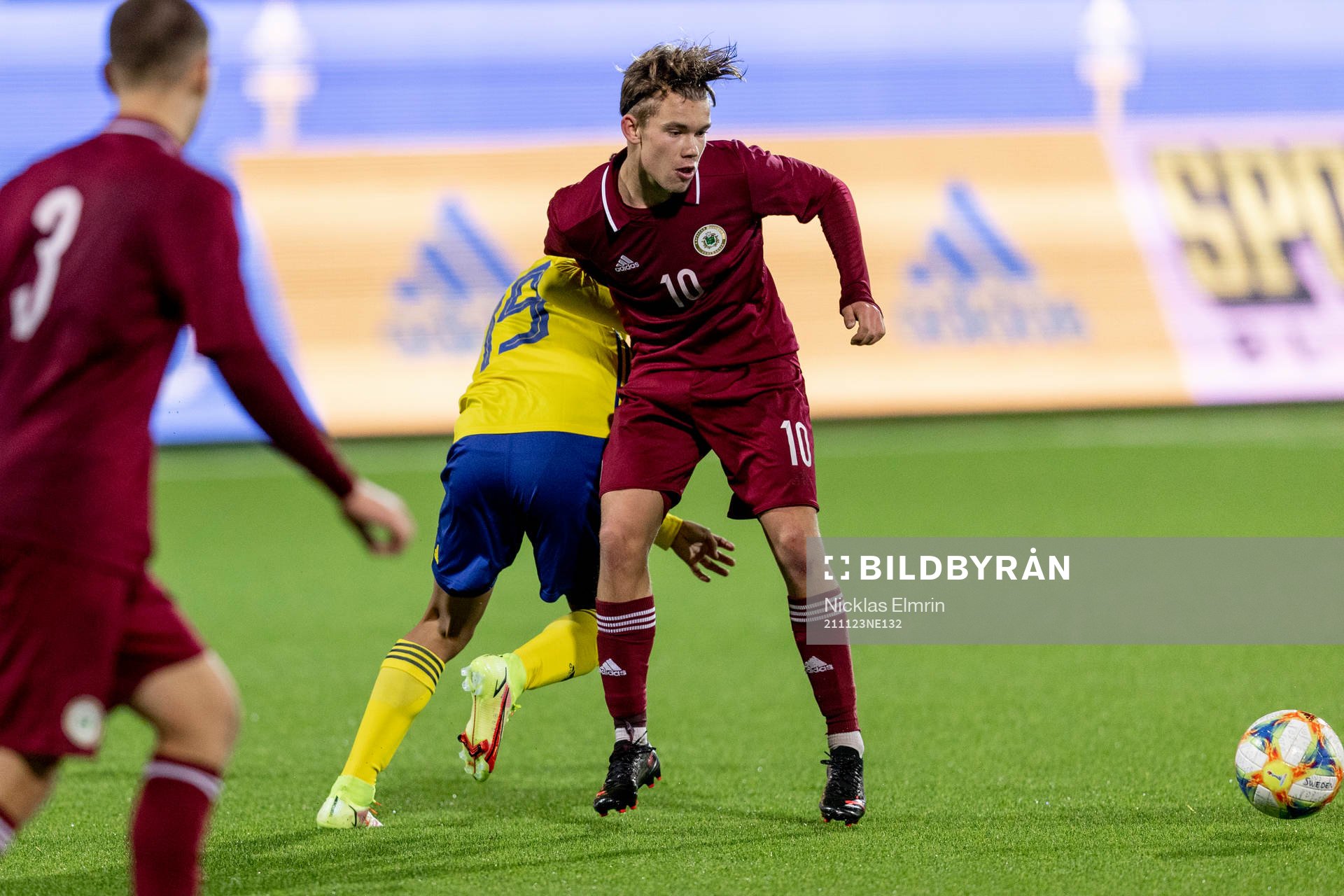 Lettlands Reinis Pāls under EM-kval matchen mellan Sverige och Lettland den 23 november 2021 i Göteborg. 