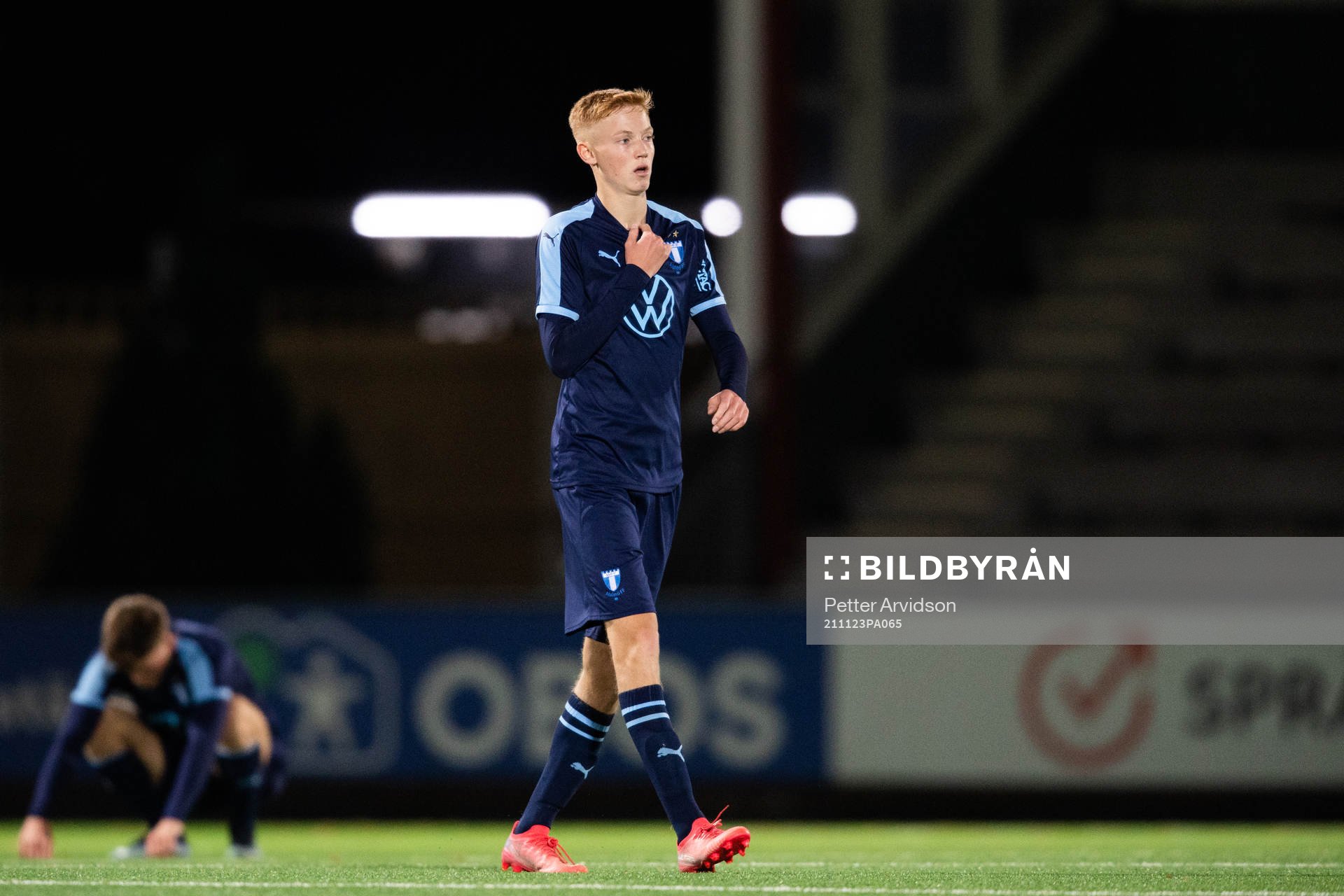 Hugo Larsson of Malmö FF looks dejected
