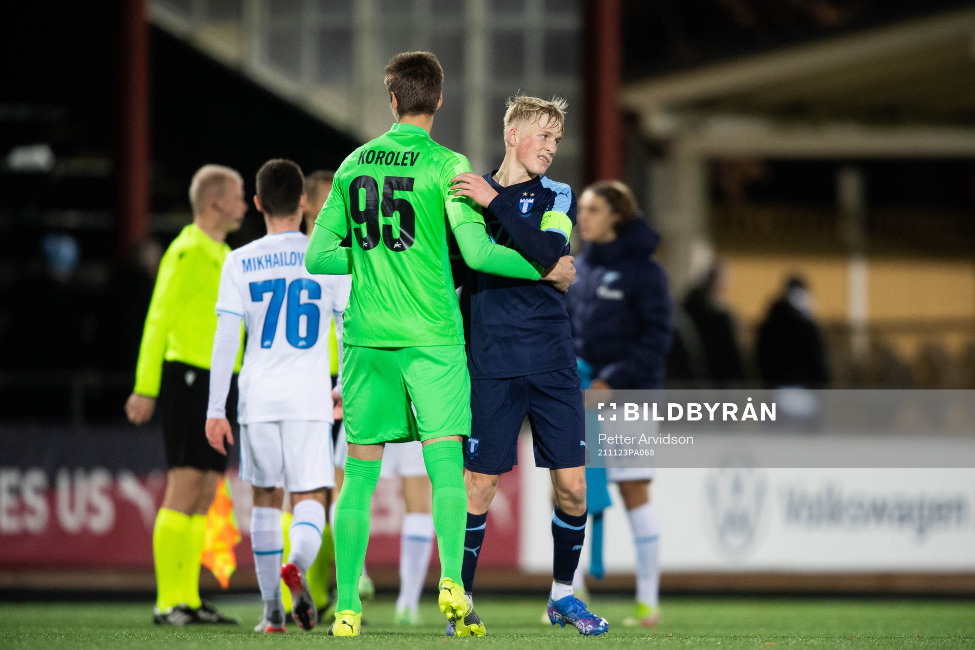 Goalkeeper Georgii Korolev of Zenit and Melker Widell of