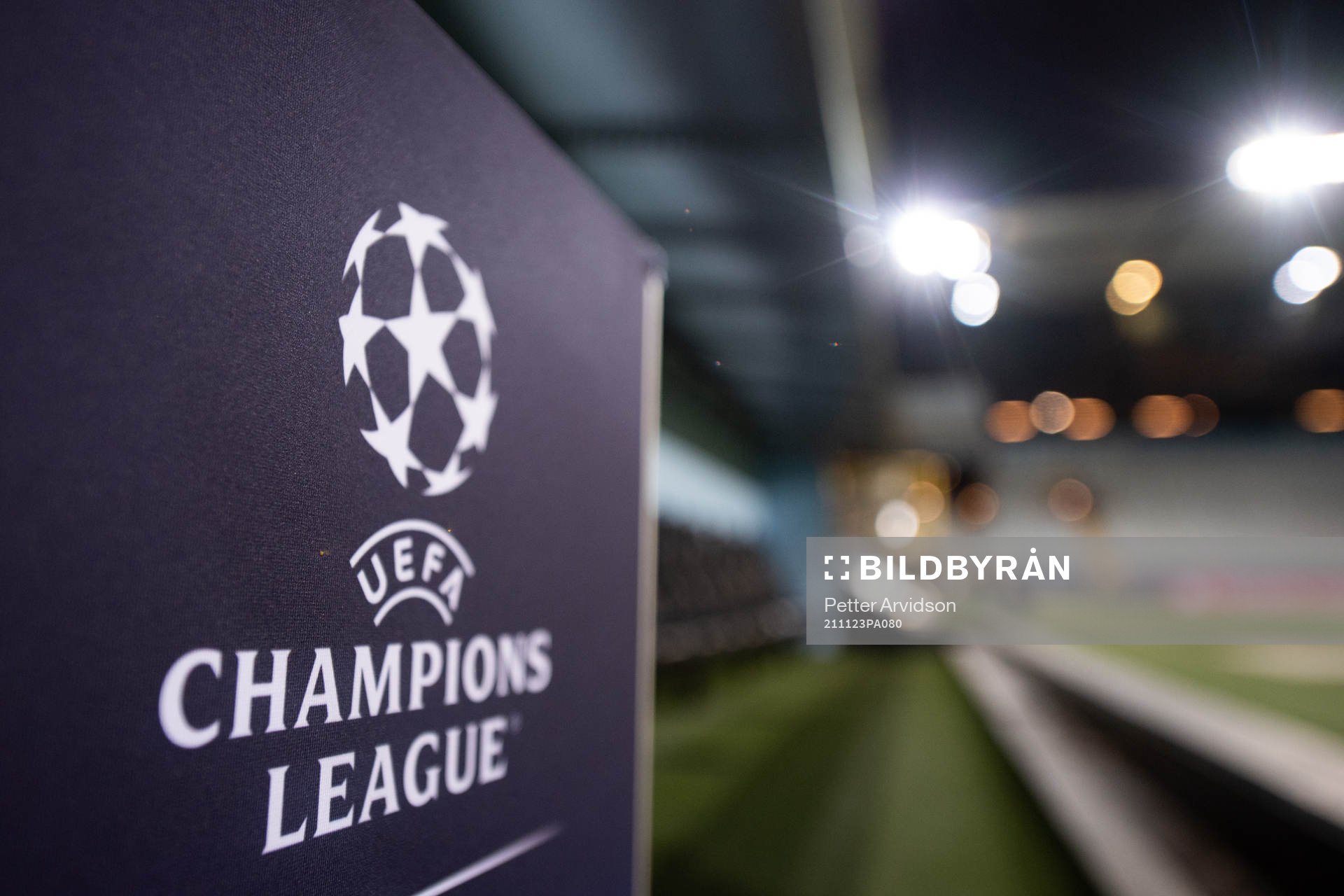 A UEFA Champions League sign at Eleda Stadion
