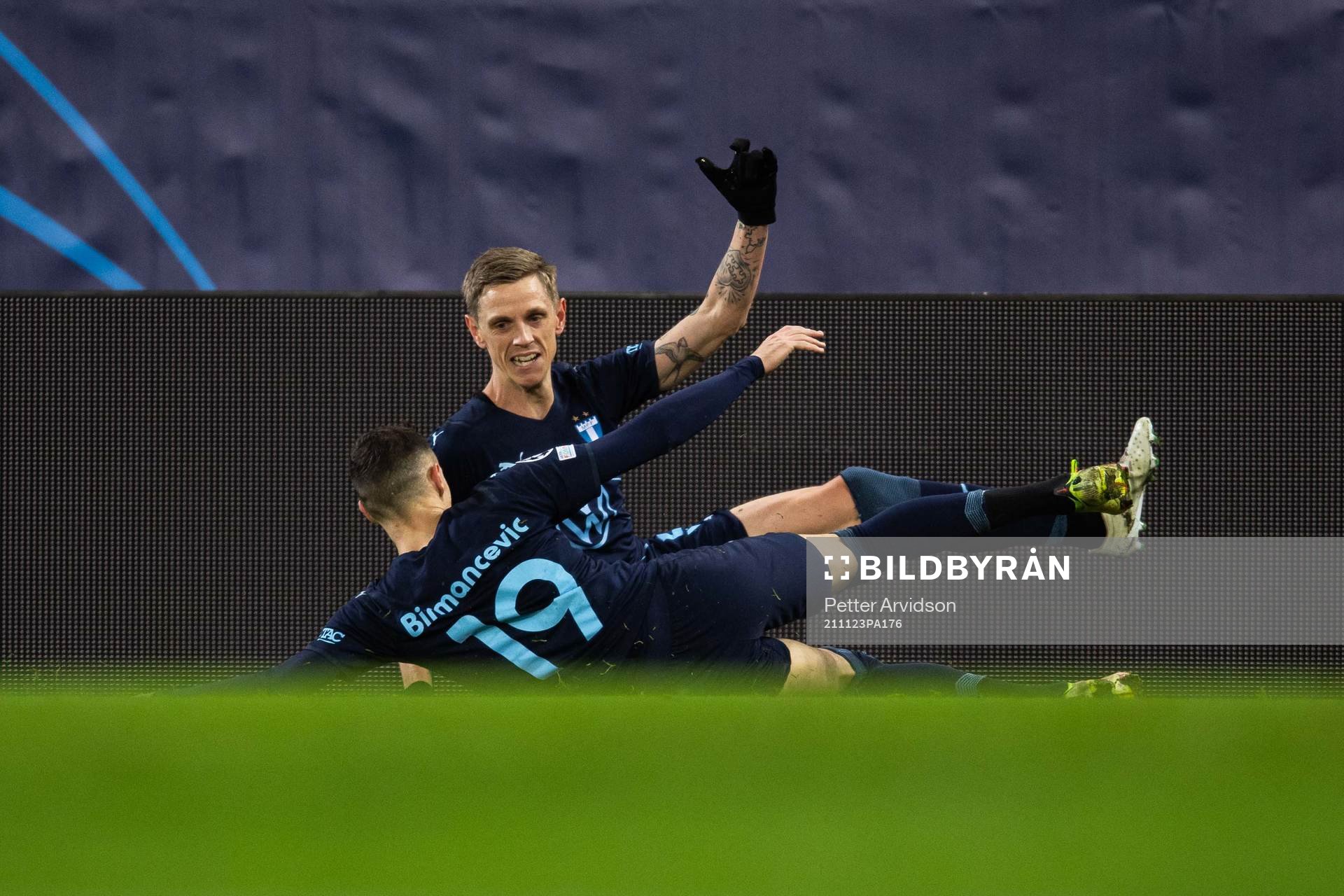 Sören Rieks of Malmö FF celebrate with Veljko Birmancevic