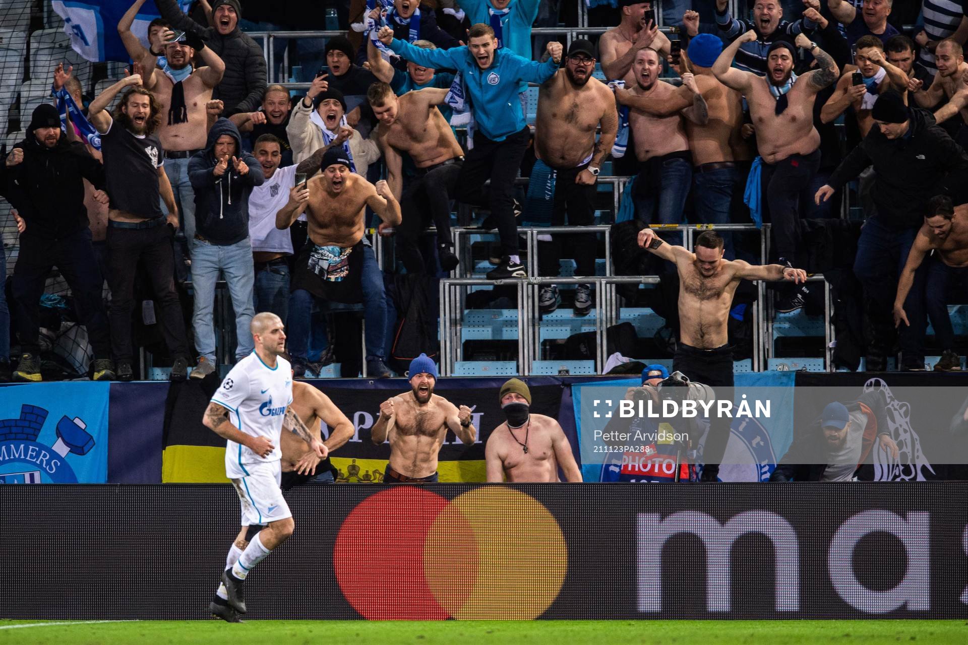 Yaroslav Rakits´kyy of Zenit celebrate the 1-1 goal during the UEFA Champions League football match between Malmö FF and Zenit St Petersburg on November 23, 2021 in Malmö.
