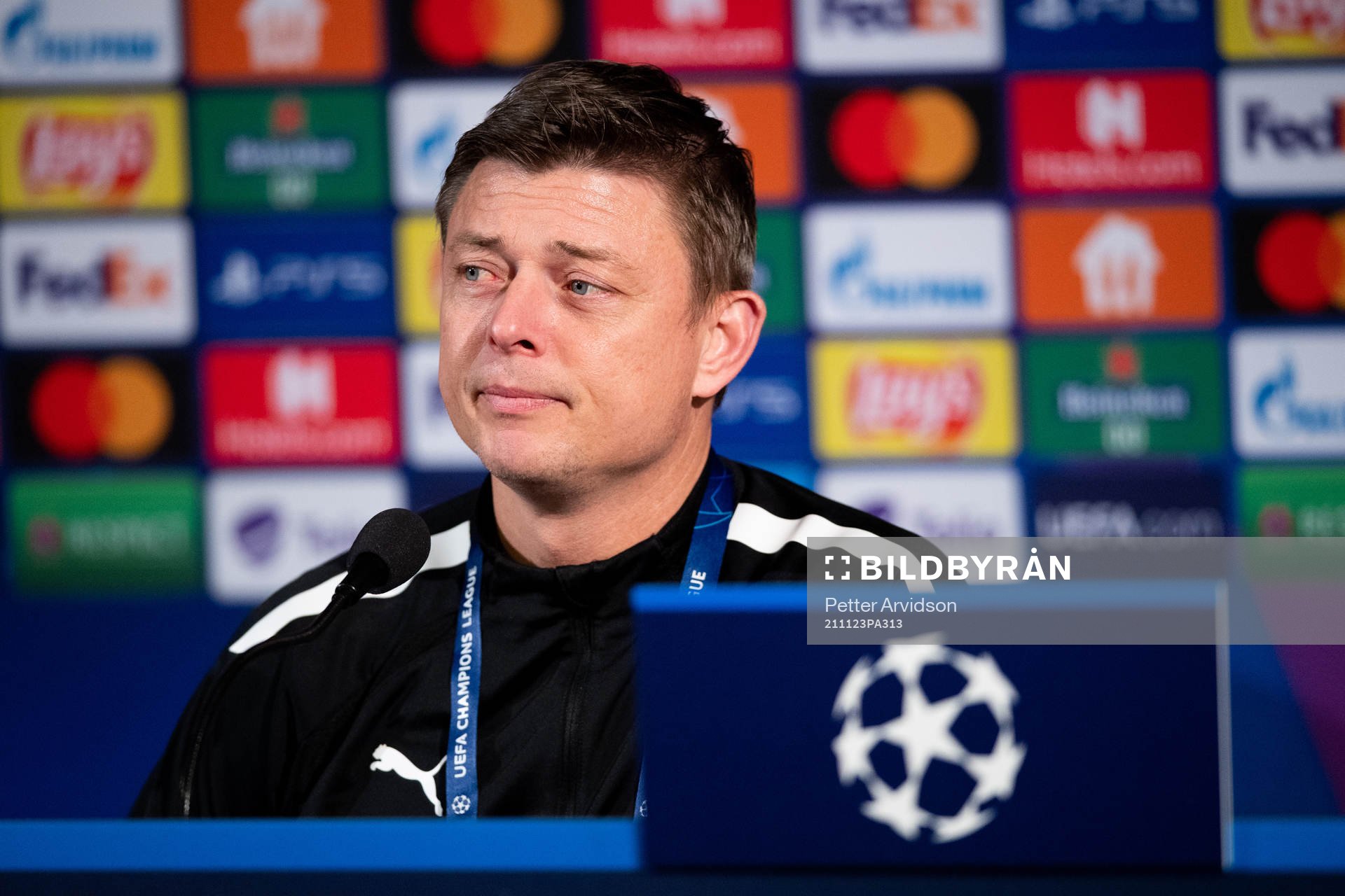 Jon Dahl Tomasson, head coach of Malmö FF during a press conference after the UEFA Champions League football match between Malmö FF and Zenit St Petersburg on November 23, 2021 in Malmö.