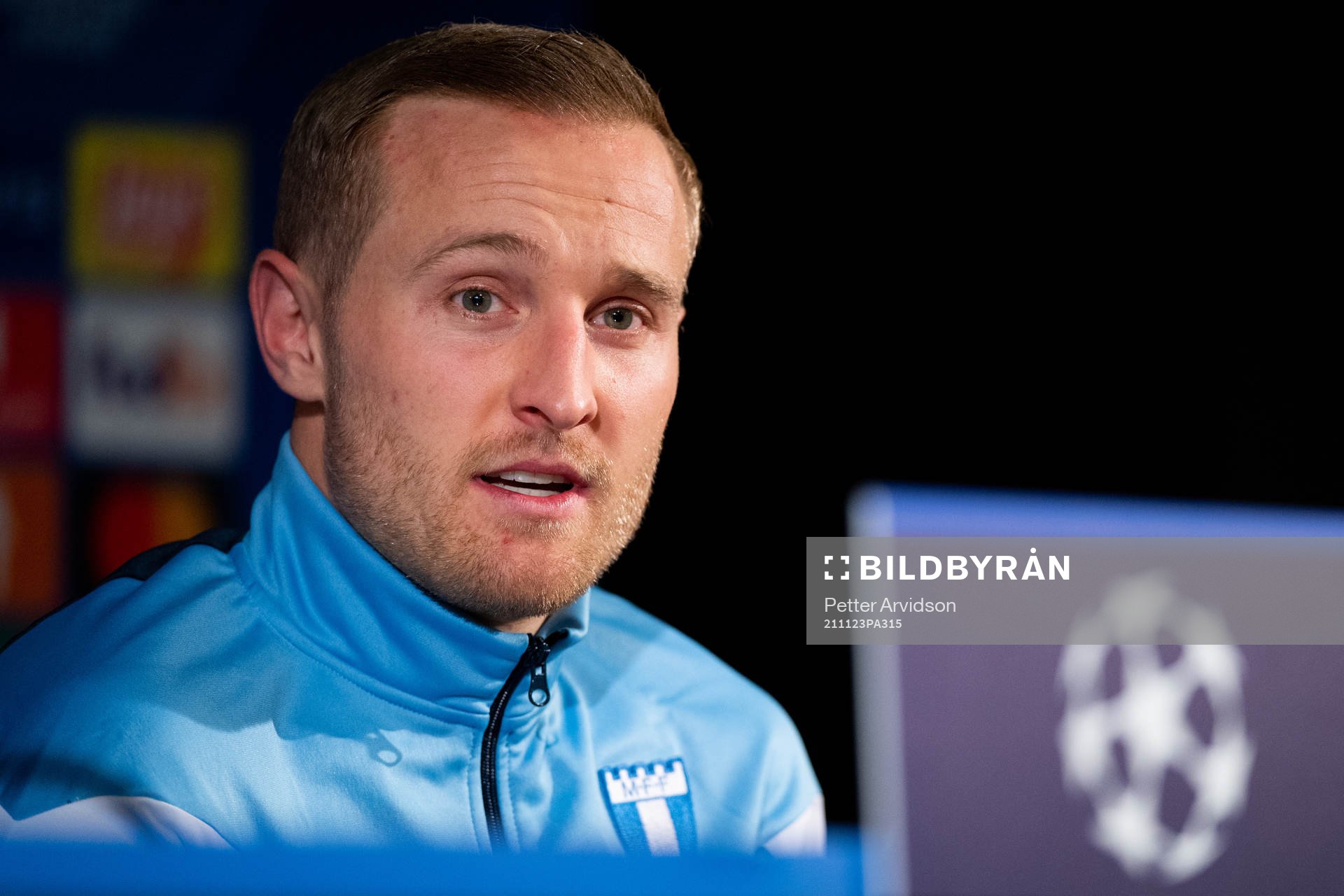 Franz Brorsson of Malmö FF during a press conference after the UEFA Champions League football match between Malmö FF and Zenit St Petersburg on November 23, 2021 in Malmö.