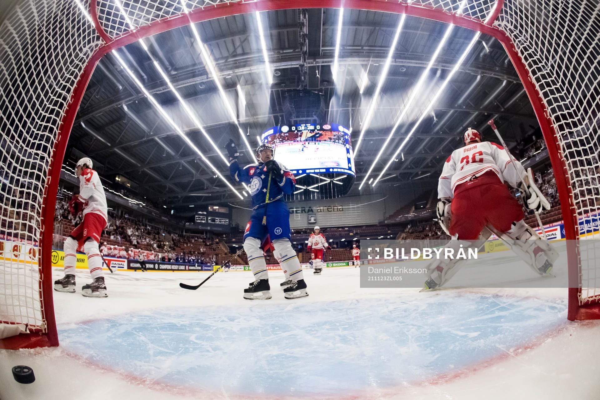 Leksands Tobias Ekberg celebrating