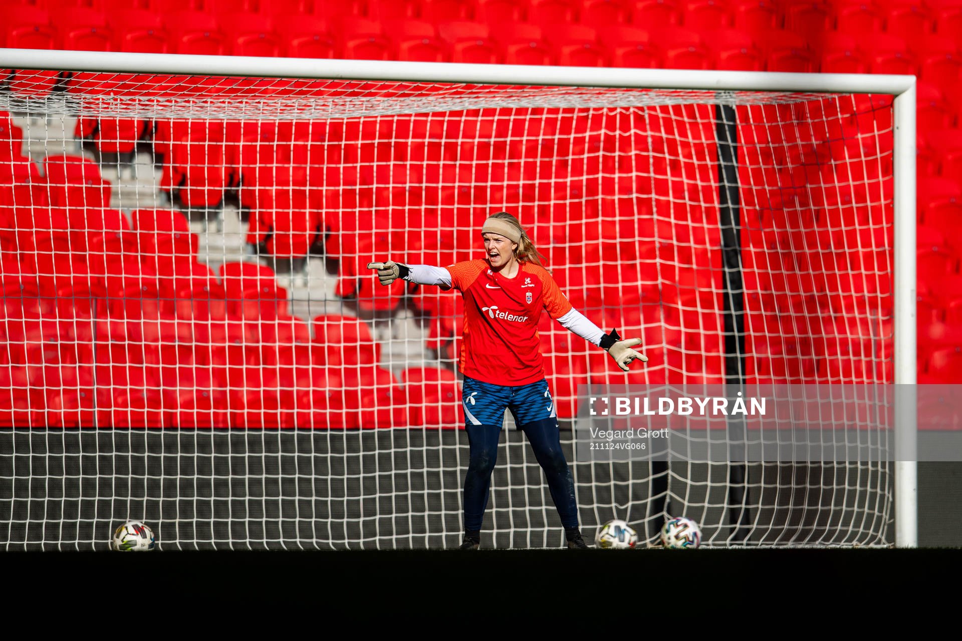 Goalkeeper Guro Pettersen of the Norwegian women's national