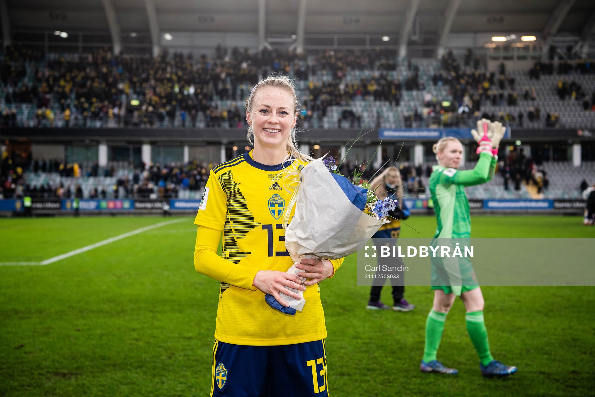 Amanda Ilestedt celebrates her 50th game for Sweden
