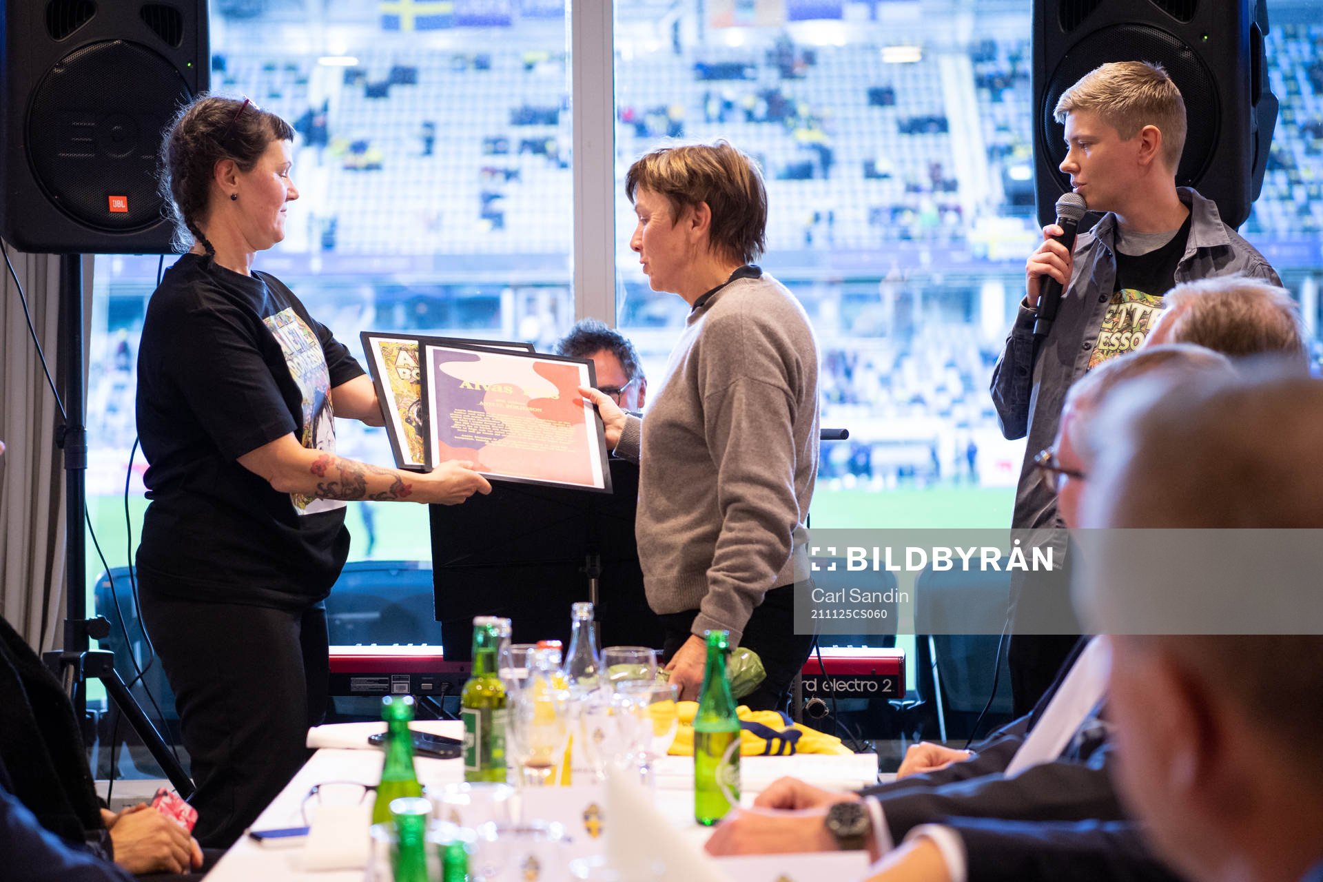 Anette Börjesson is awarded Alvas pris ahead of the FIFA Women's World Cup Qualifier football match between Sweden and Finland on November 25, 2021 in Göteborg.