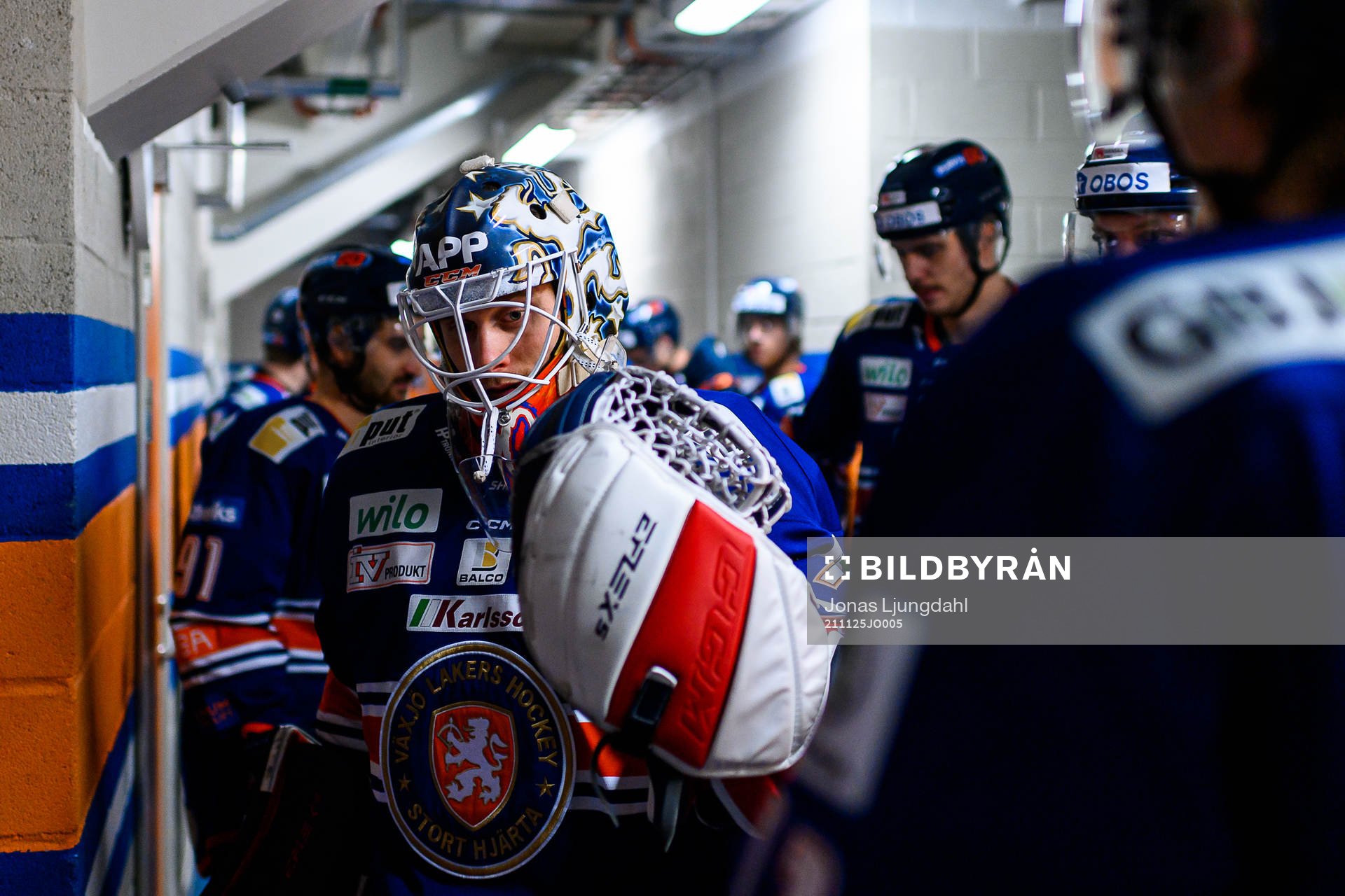 Växjös målvakt Adam Åhman före ishockeymatchen i SHL