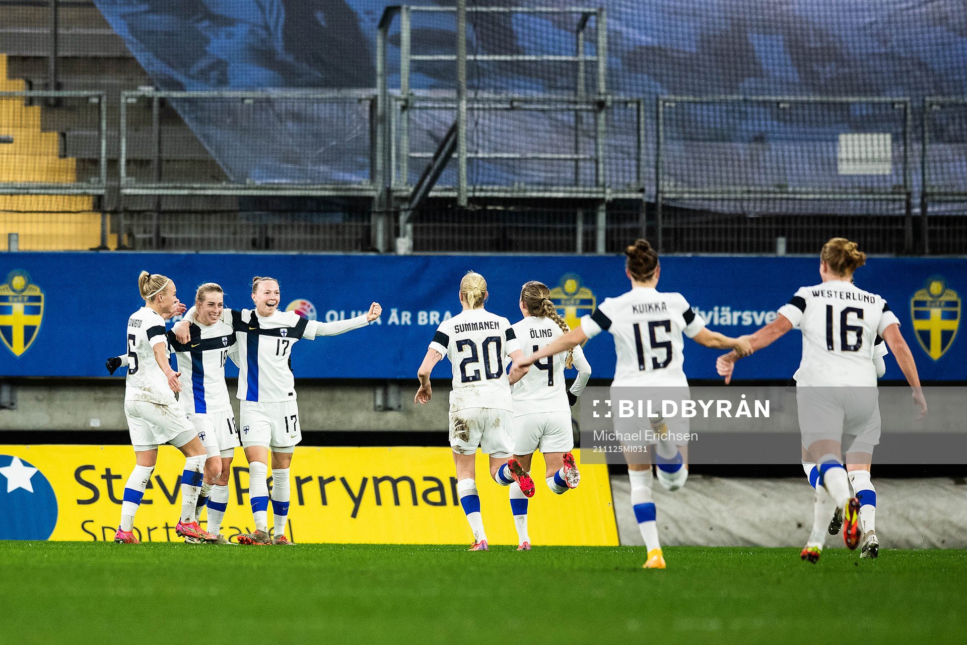 Linda Sällström of Finland celebrates