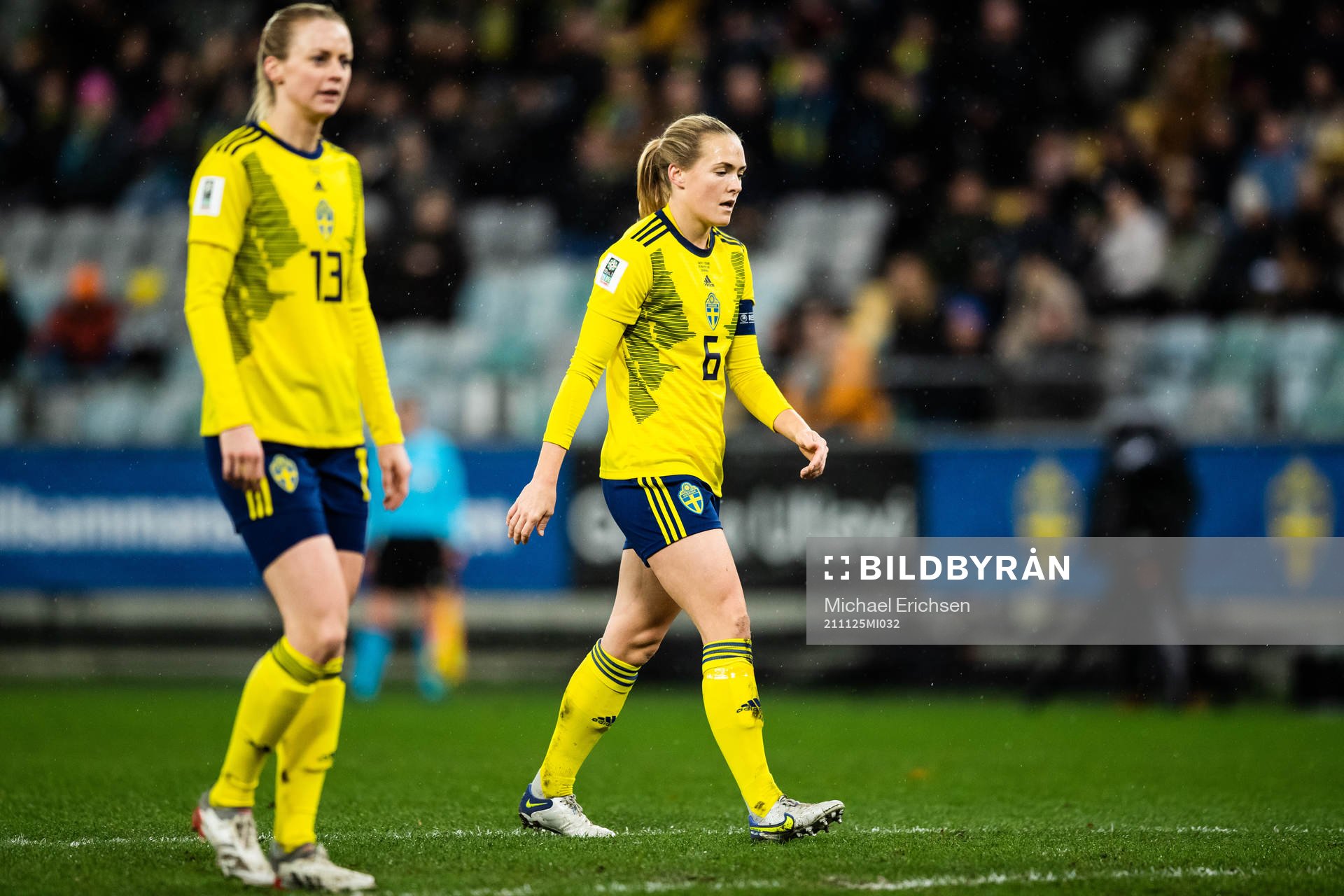 Amanda Ilestedt and Magdalena Eriksson of Sweden looks