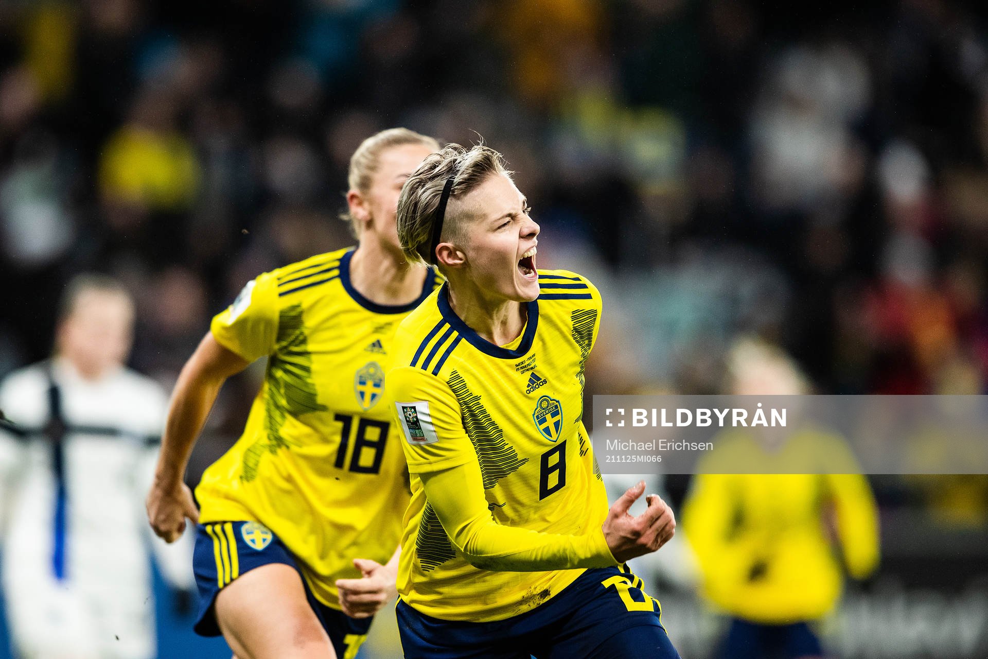 Lina Hurtig of Sweden celebrates