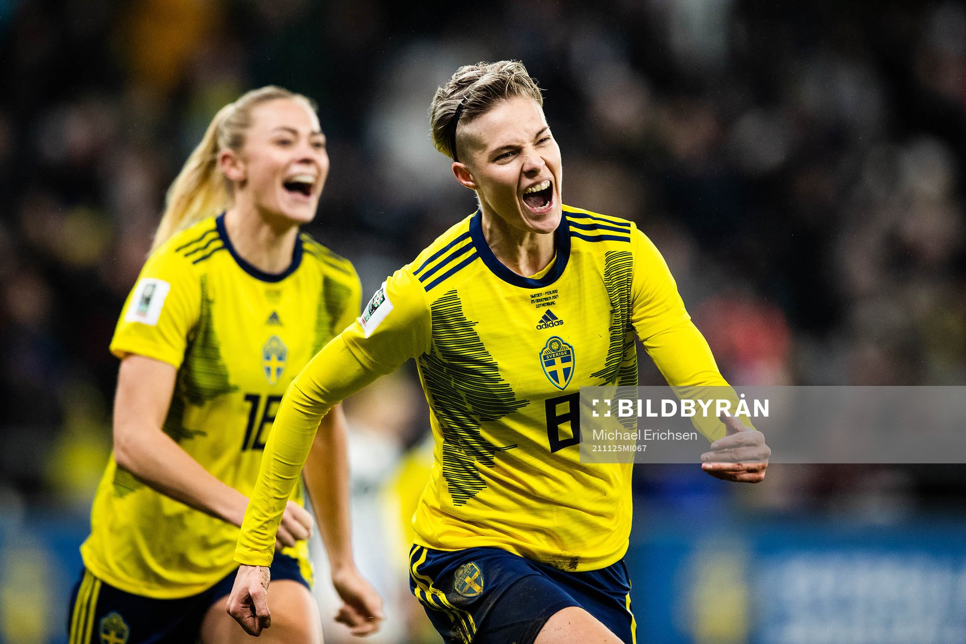 Lina Hurtig of Sweden celebrates