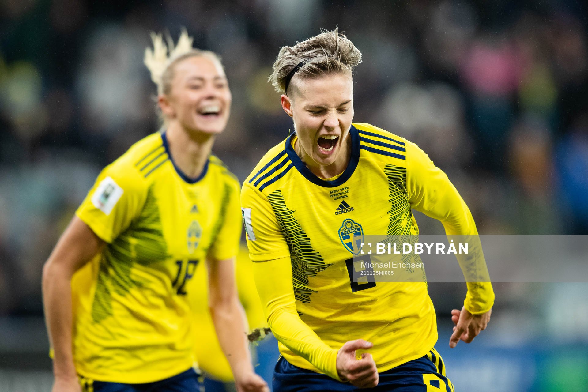 Lina Hurtig of Sweden celebrates scoring 2-1