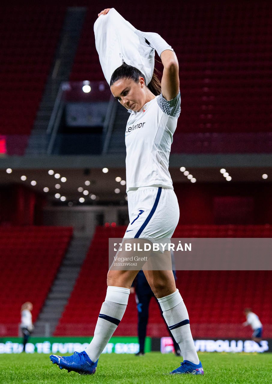 Ingrid Syrstad Engen of Norway warms up