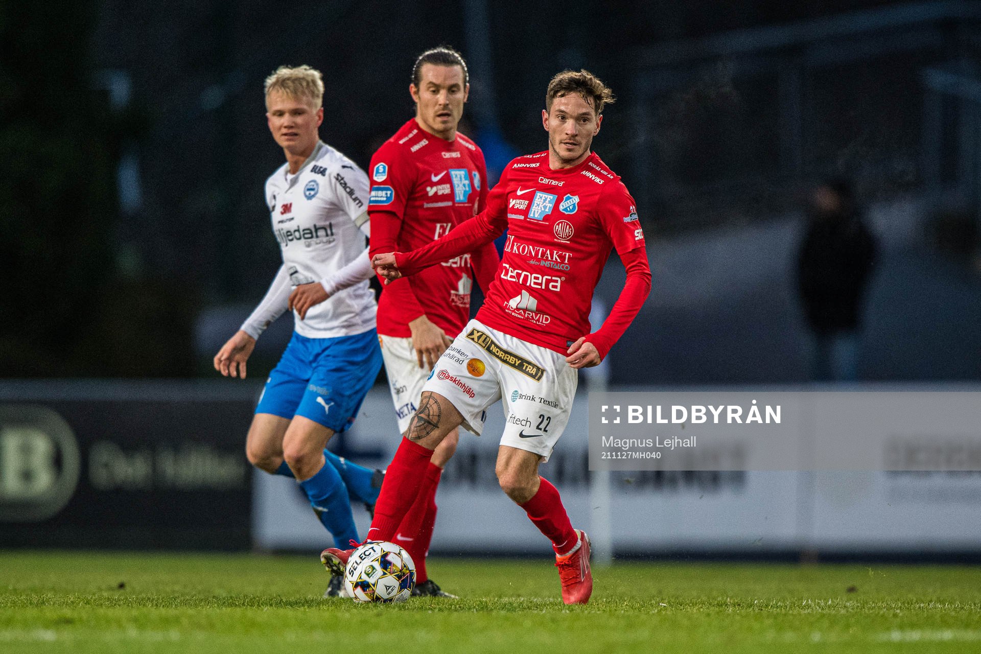 Norrbys Luis Argudo under fotbollsmatchen i Superettan mellan Värnamo och Norrby den 27 november 2021 i Värnamo. 