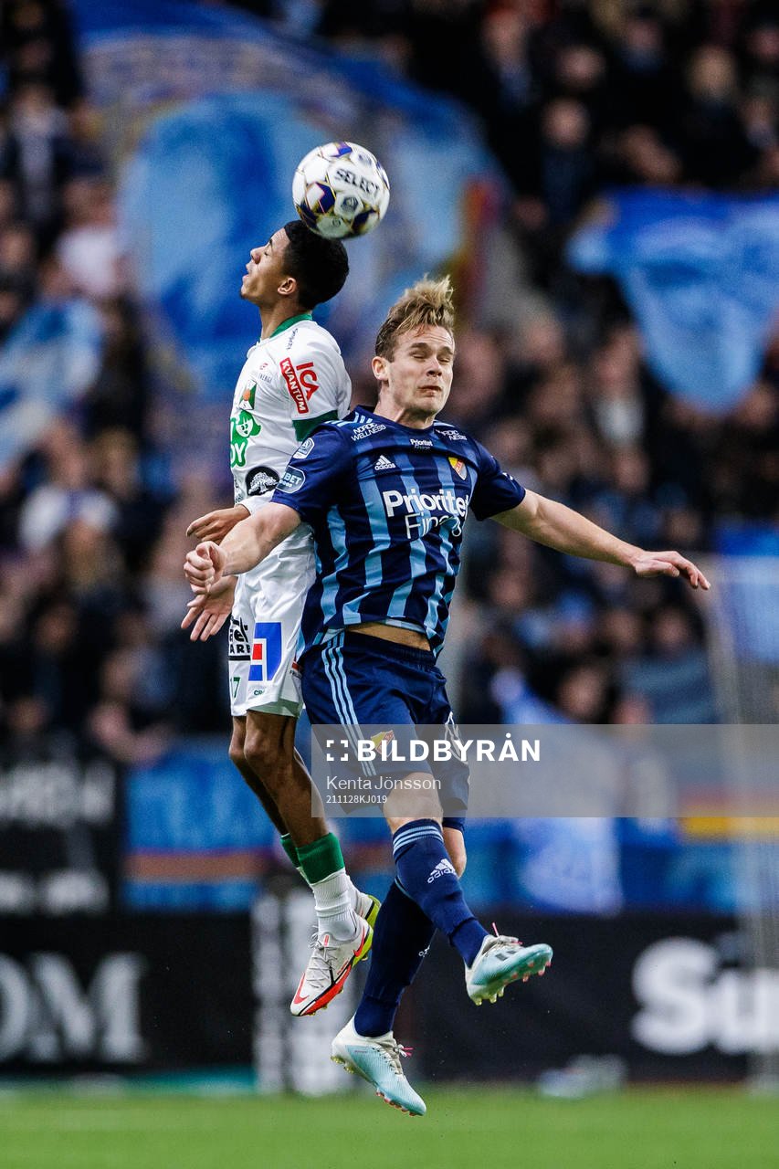 Varbergs Tashreeq Matthews och Djurgårdens Hampus Finndell