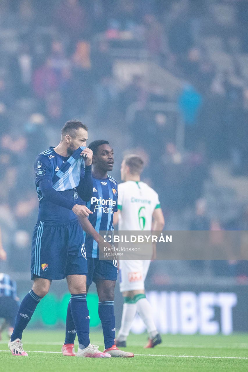 Djurgårdens Emir Kujovic och Joel Asoro deppar