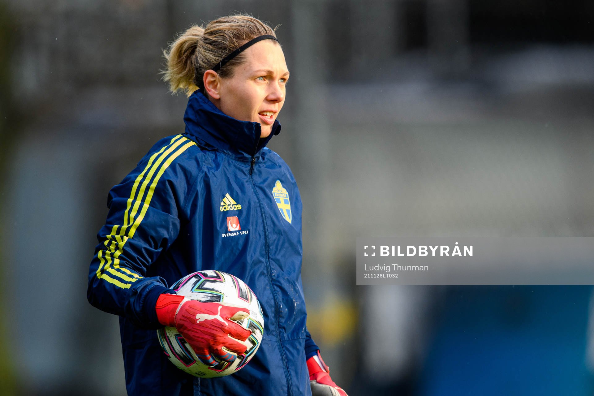 Goalkeeper Jennifer Falk of the Swedish women's national