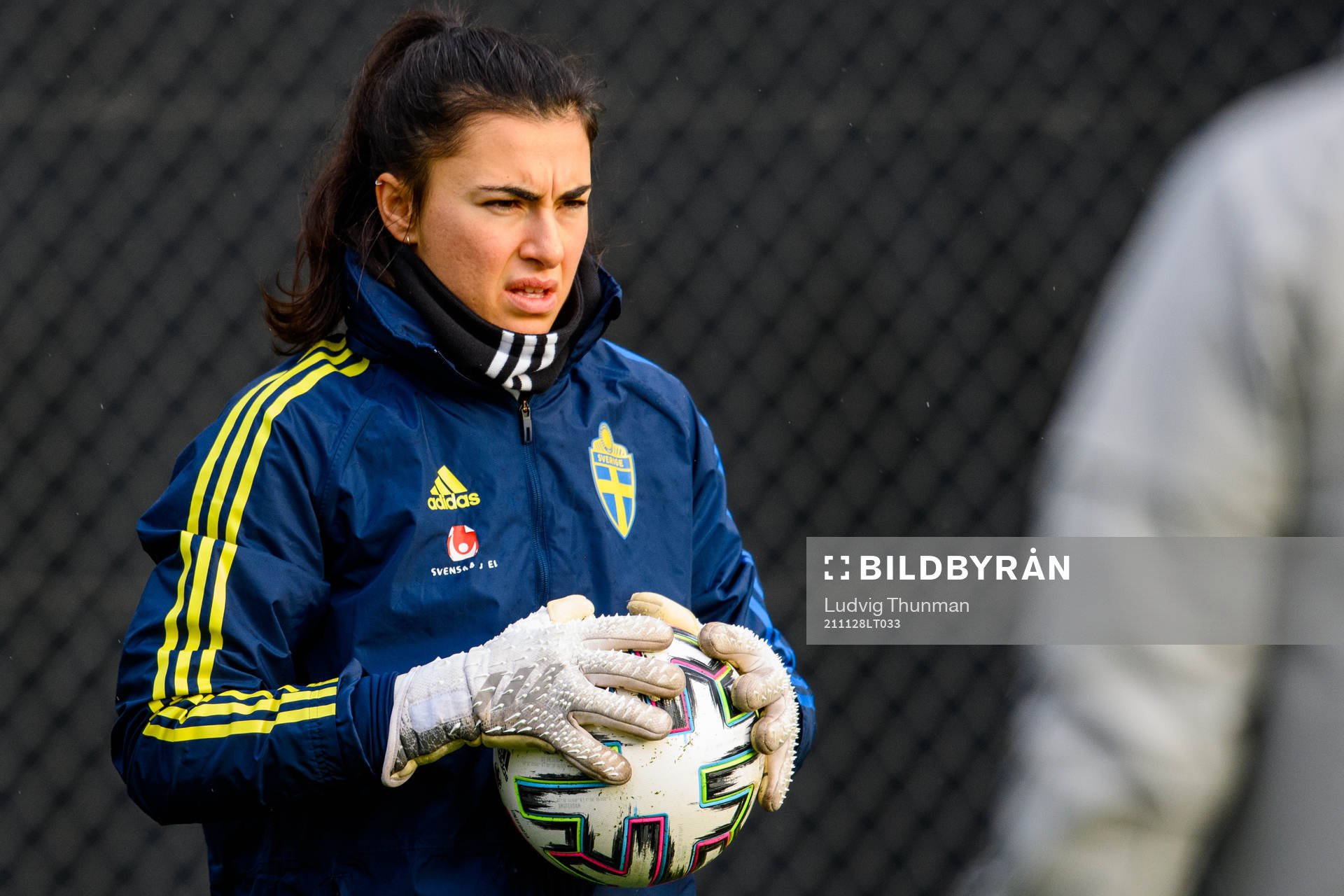 Goalkeeper Zecira Musovic of the Swedish women's national
