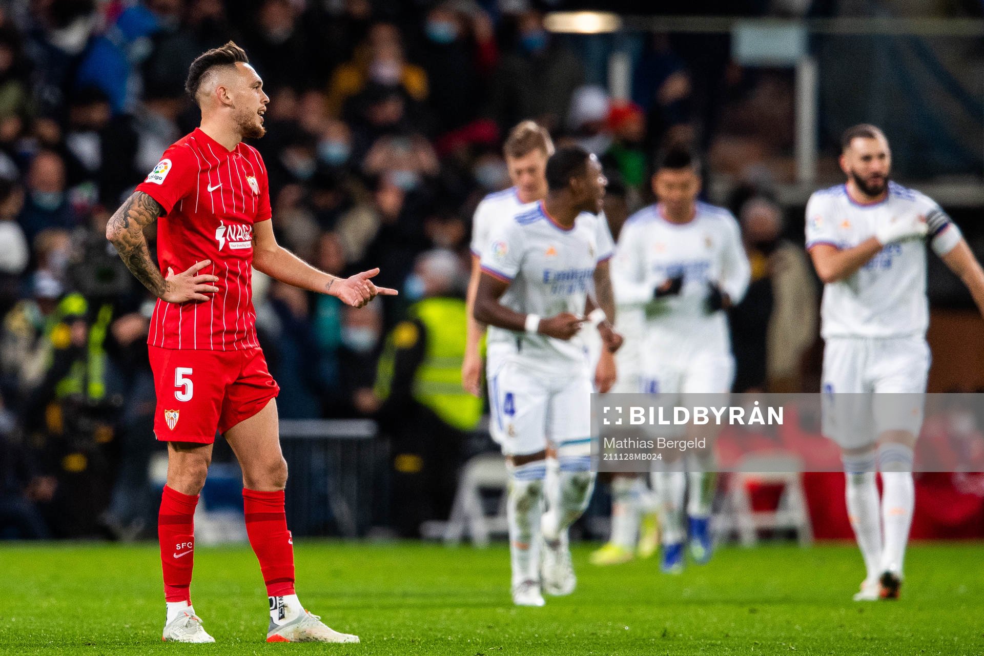 Lucas Ocampos of Sevilla looks dejected