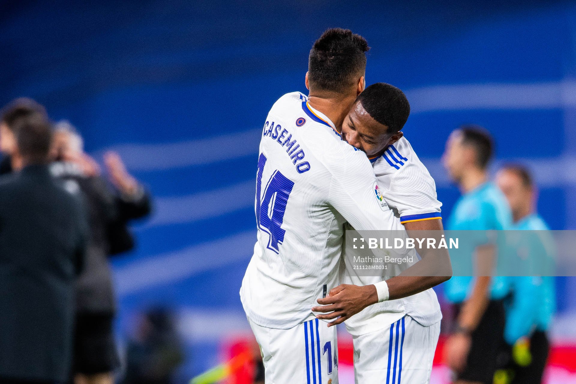 Casemiro and David Alaba of Real Madrid