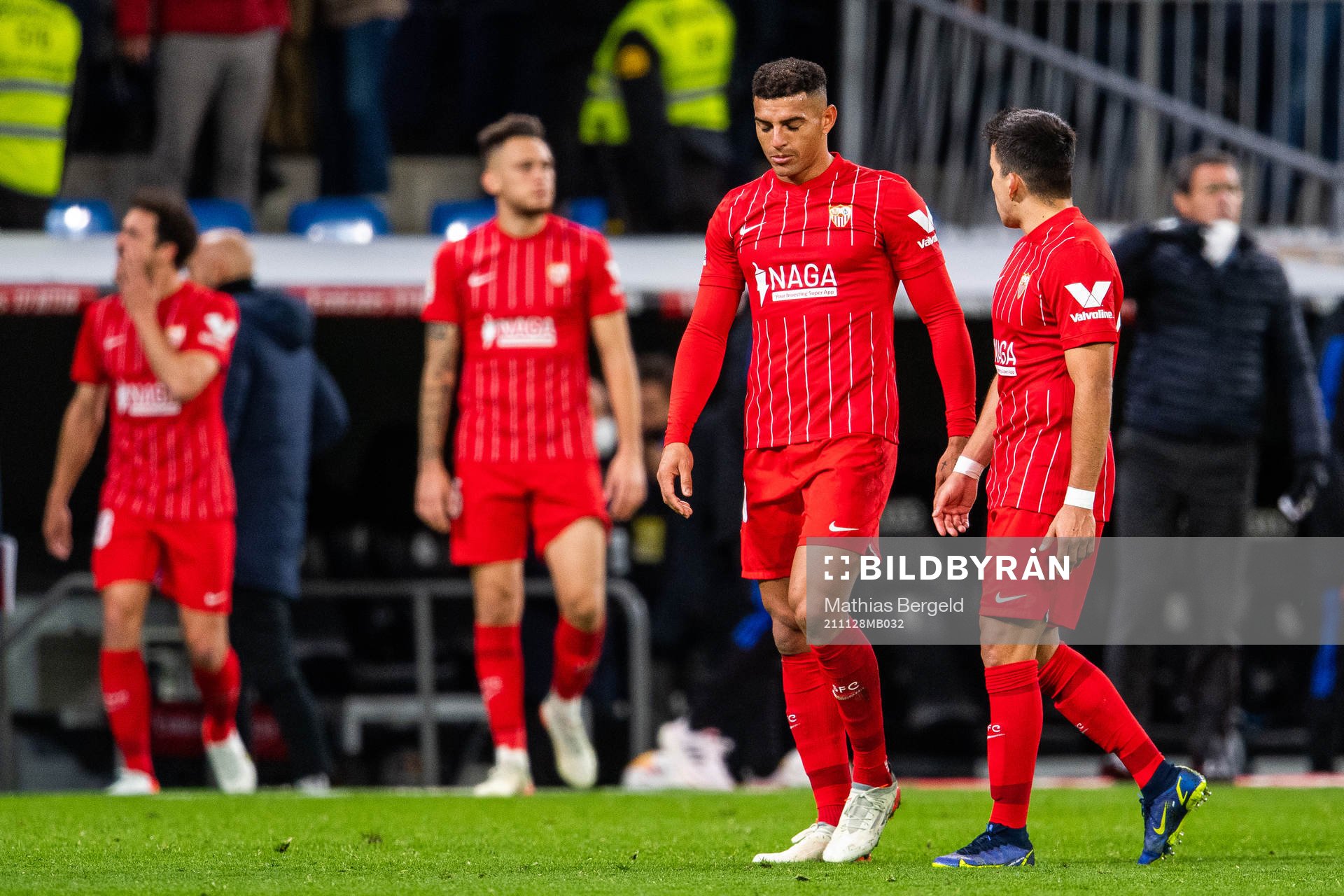 Diego Carlos of Sevilla looks dejected