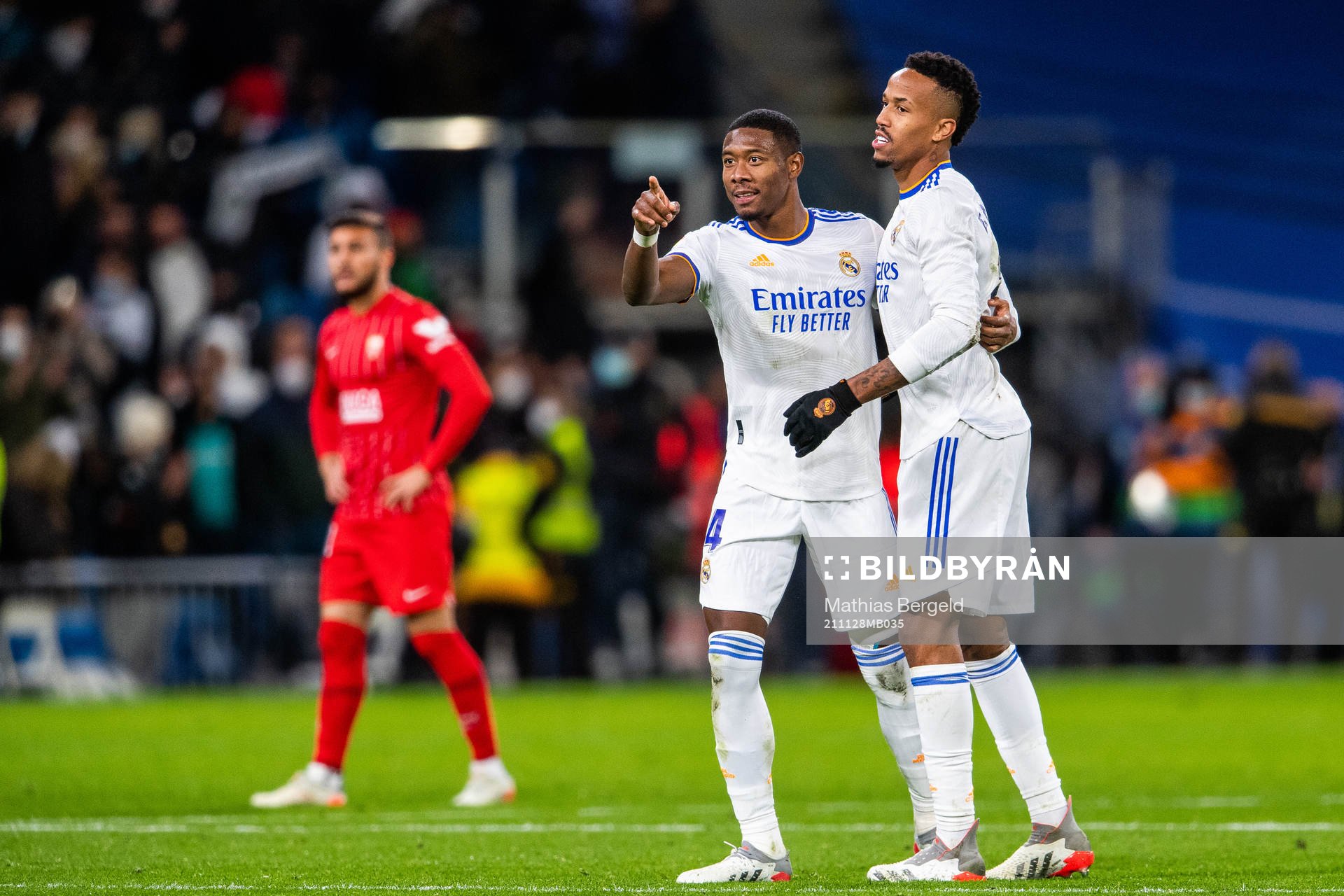 David Alaba and Eder Militao of Real Madrid celebrate