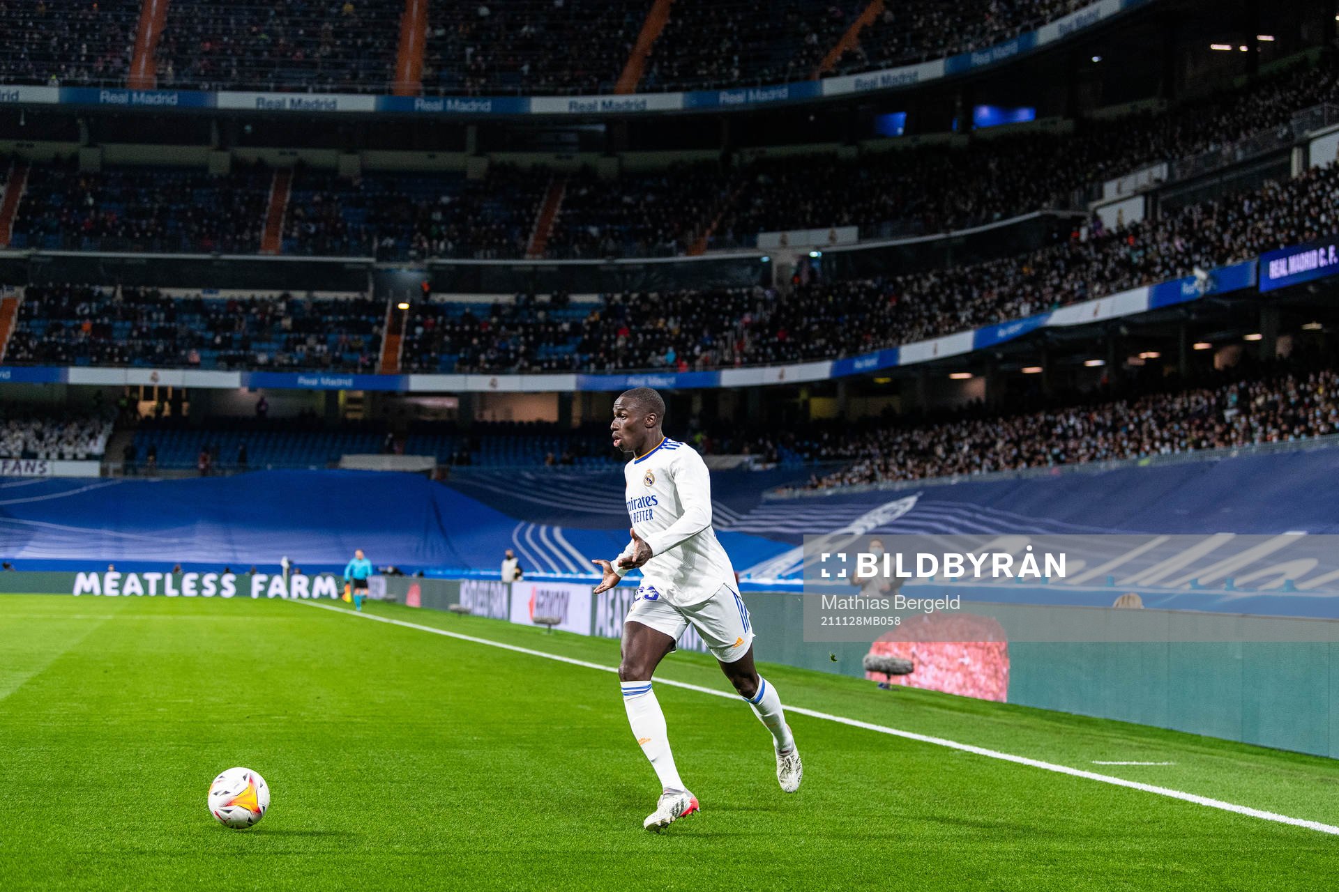 Ferland Mendy of Real Madrid during the La Liga football match between Real Madrid and Sevilla on November 28, 2021 in Madrid. 