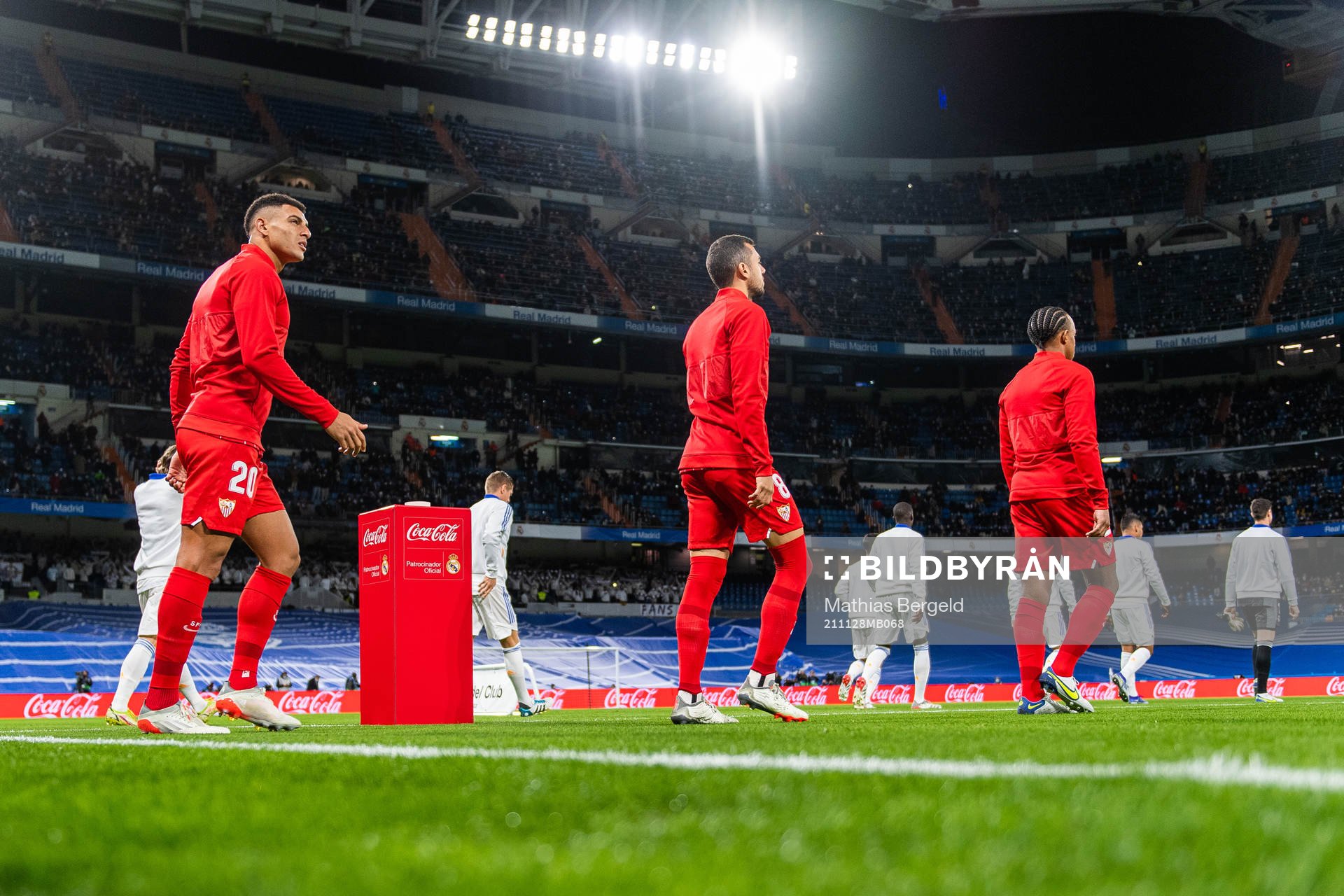 Diego Carlos of Sevilla enters the pitch