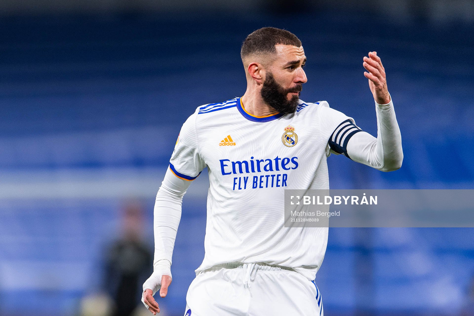 Karim Benzema of Real Madrid reacts