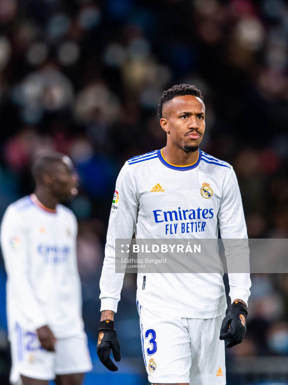 Eder Militao of Real Madrid during the La Liga football match between Real Madrid and Sevilla on November 28, 2021 in Madrid. 