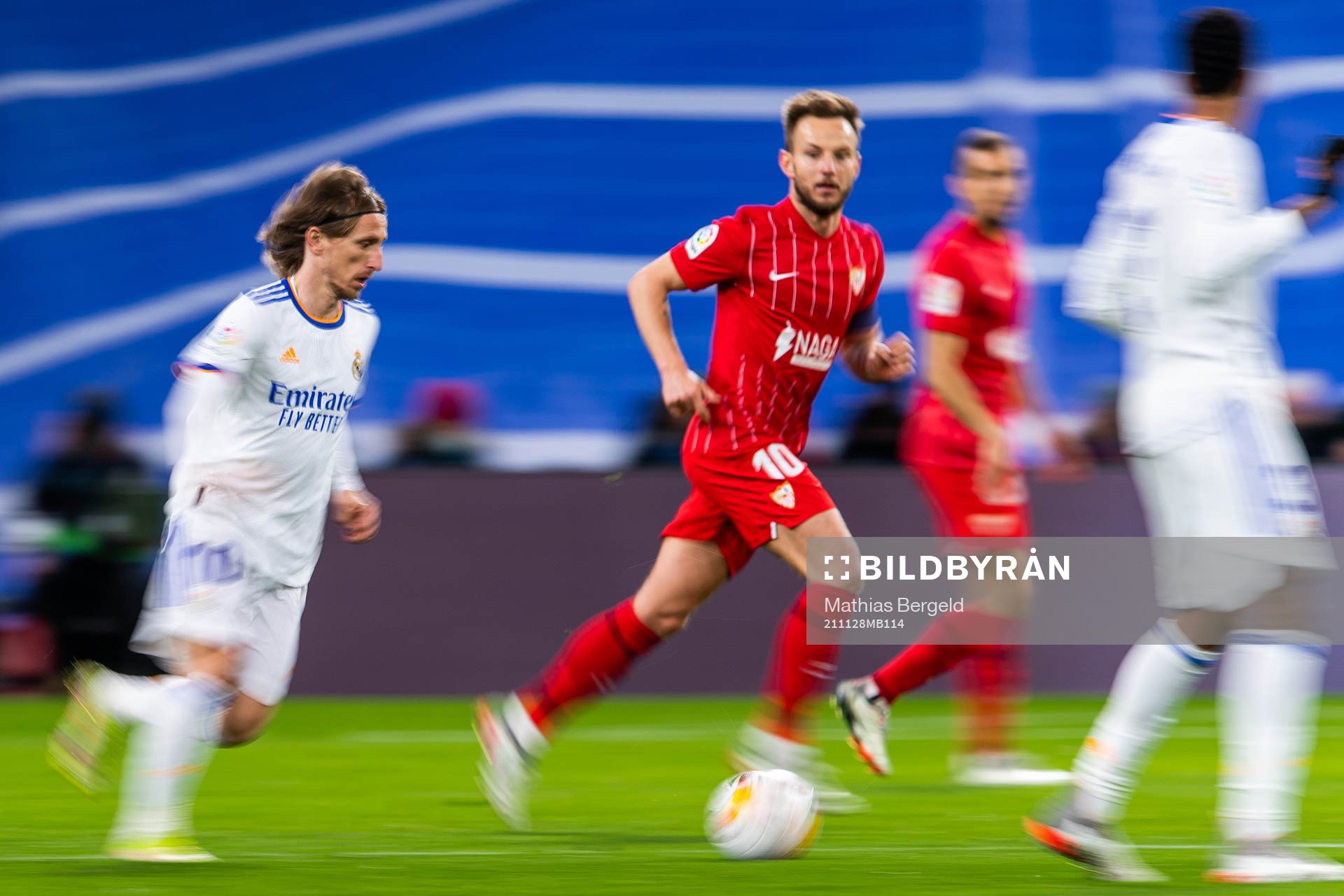 Luka Modric of Real Madrid and Ivan Rakitic of Sevilla