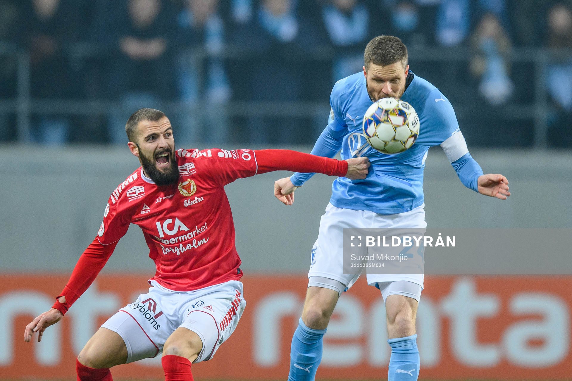 Kalmars Filip Sachpekidis och Malmö FFs Lasse Nielsen