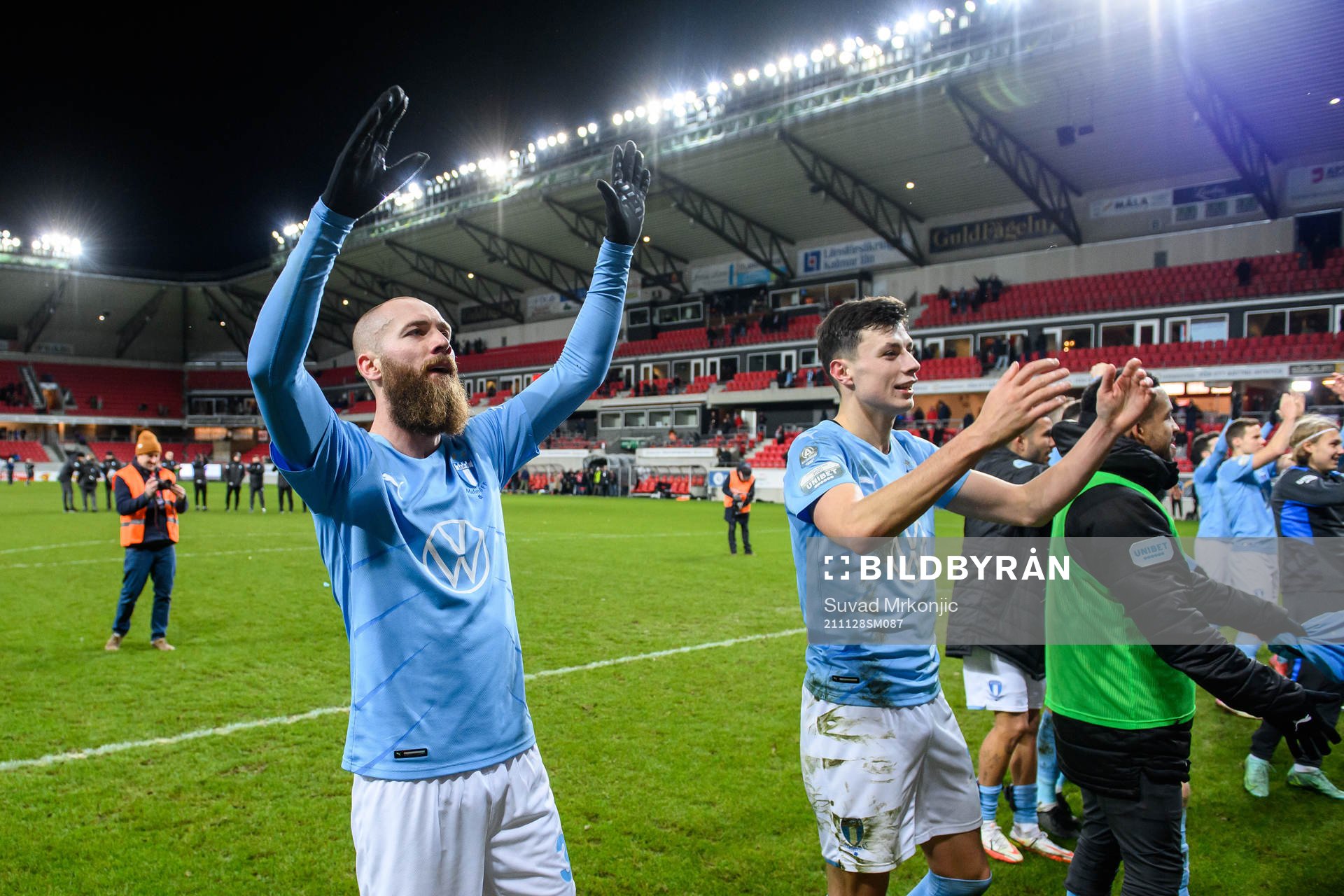 Malmö FFs Jo Inge Berget jublar efter fotbollsmatchen i Allsvenskan mellan Kalmar och Malmö FF den 28 november 2021 i Kalmar. 