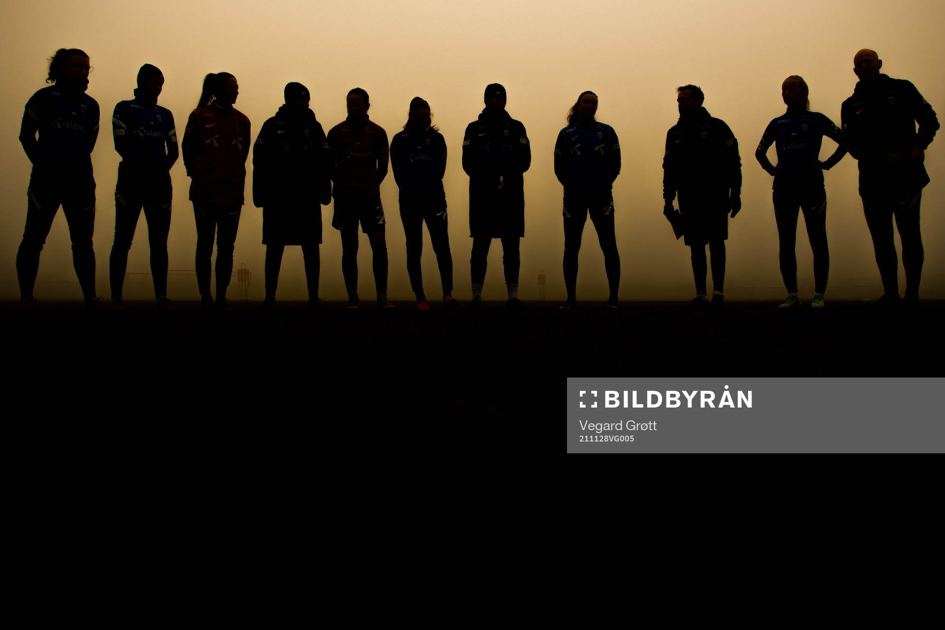 Silhouettes of the players and staff of the Norwegian