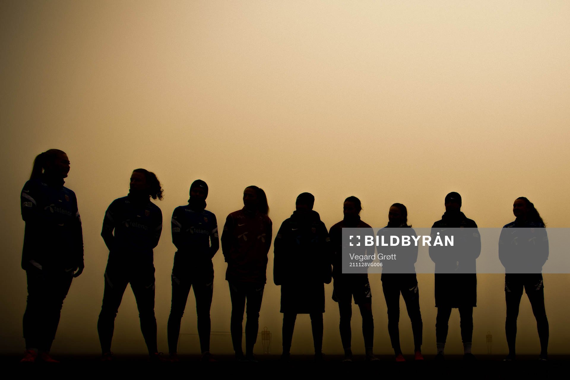 Silhouettes of the players of the Norwegian women's