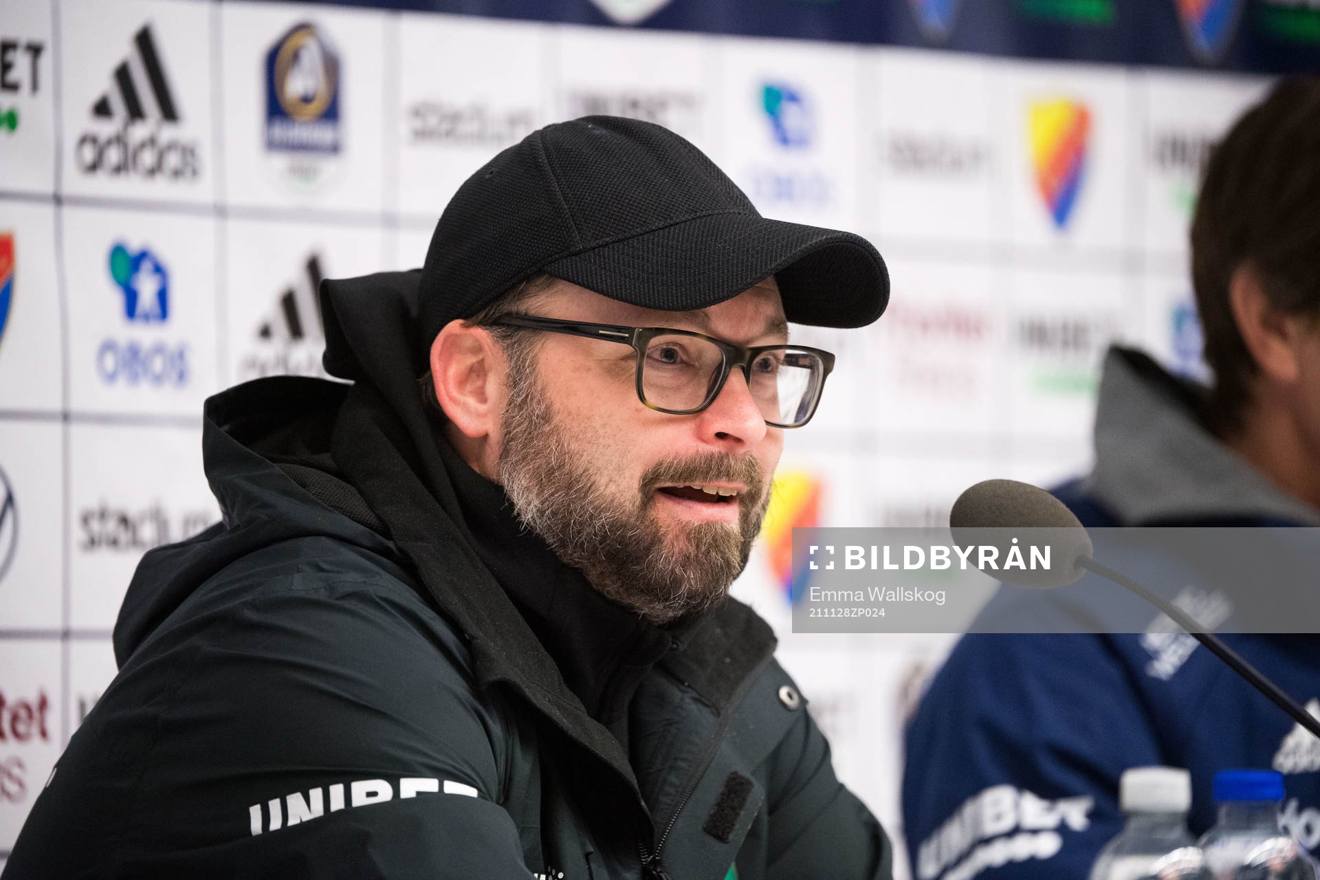 Varbergs tränare Joakim Persson under presskonferens efter fotbollsmatchen i Allsvenskan mellan Djurgården och Varberg den 28 november 2021 i Stockholm.