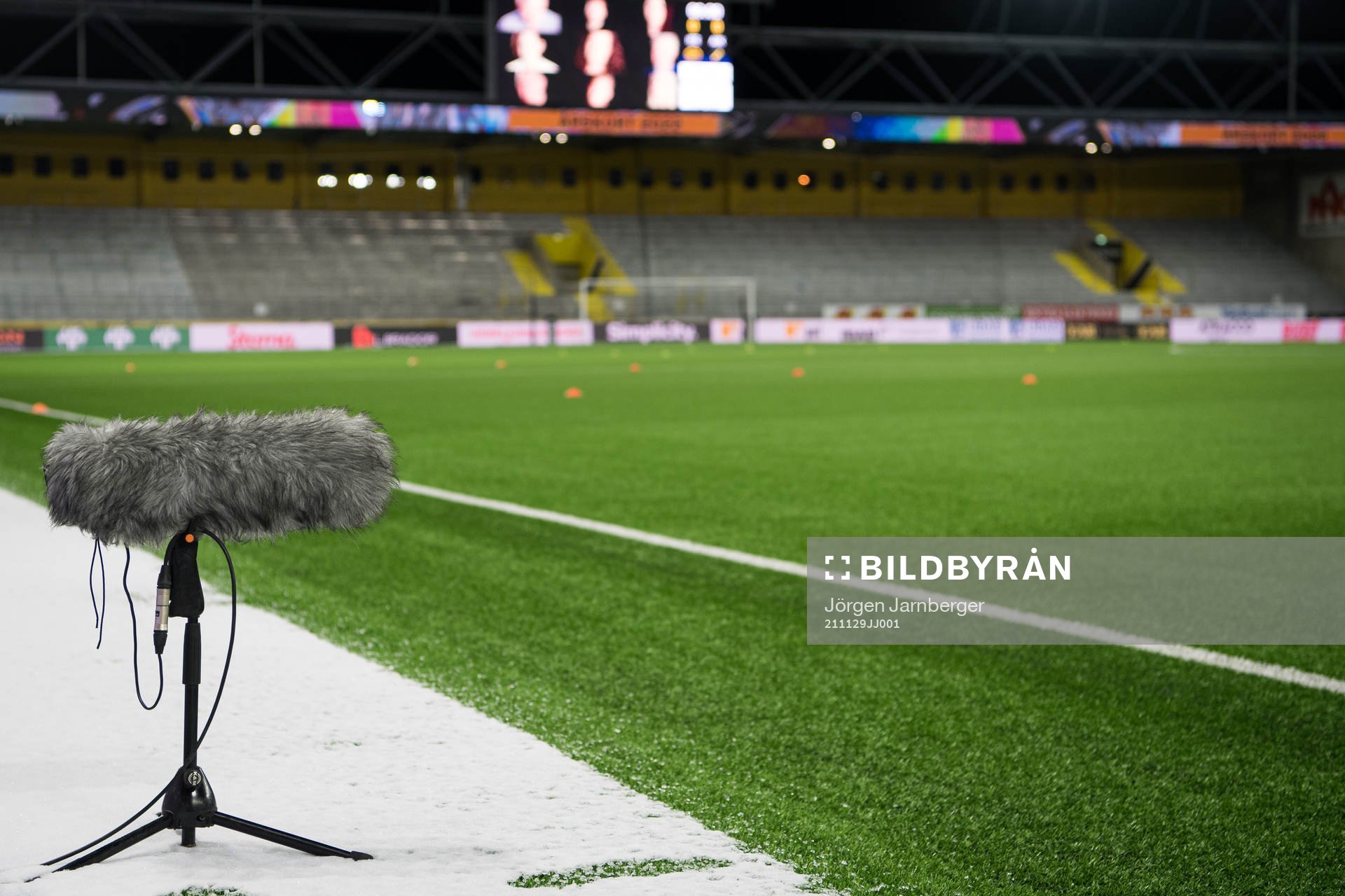 En mikrofon för TV produktionen i snön