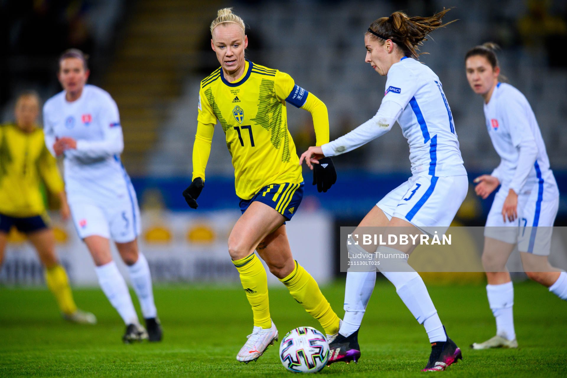 Caroline Seger of Sweden and Kristina Kosikova of Slovakia
