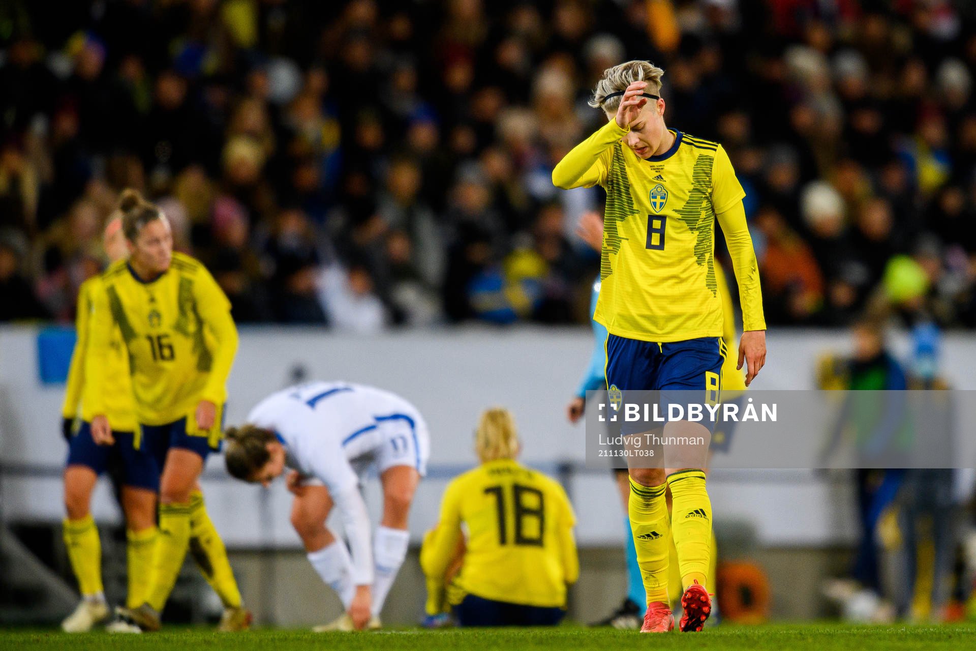 Lina Hurtig of Sweden looks dejected