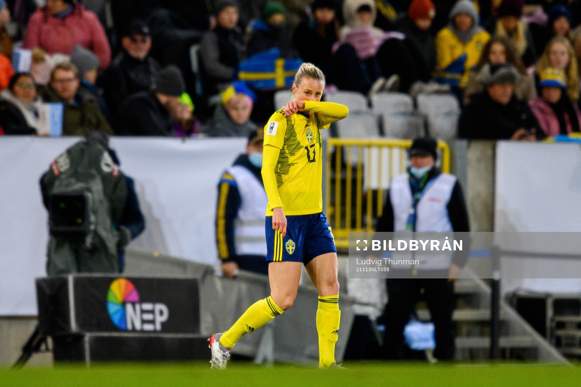 Amanda Ilestedt of Sweden looks dejected
