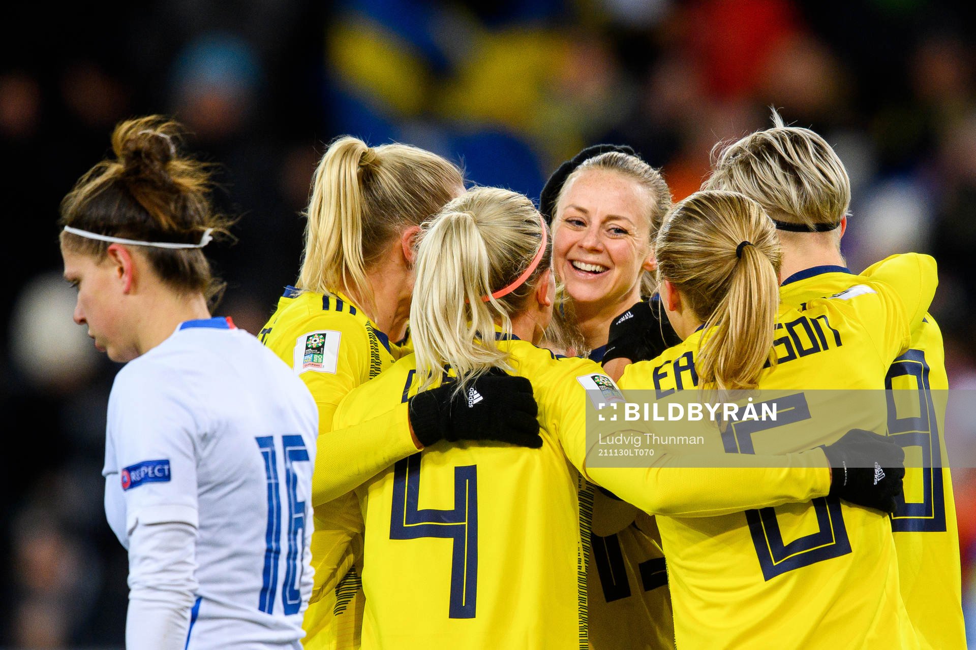 Amanda Ilestedt of Sweden celebrates the 3-0 goal
