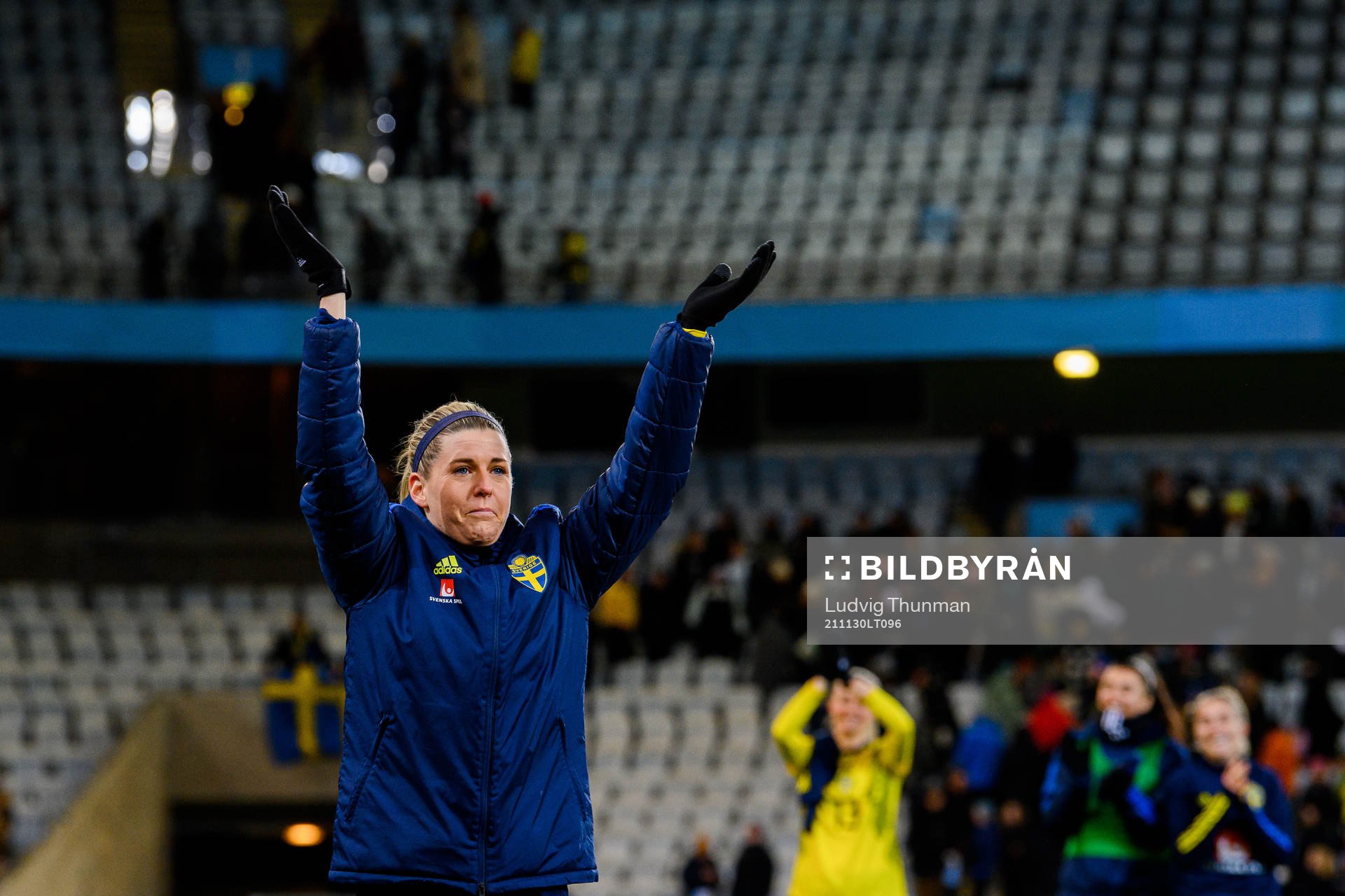 Olivia Schough of Sweden celebrates after the FIFA Women's World Cup qualifying football match between Sweden and Slovakia on November 30, 2021 in Malmö.